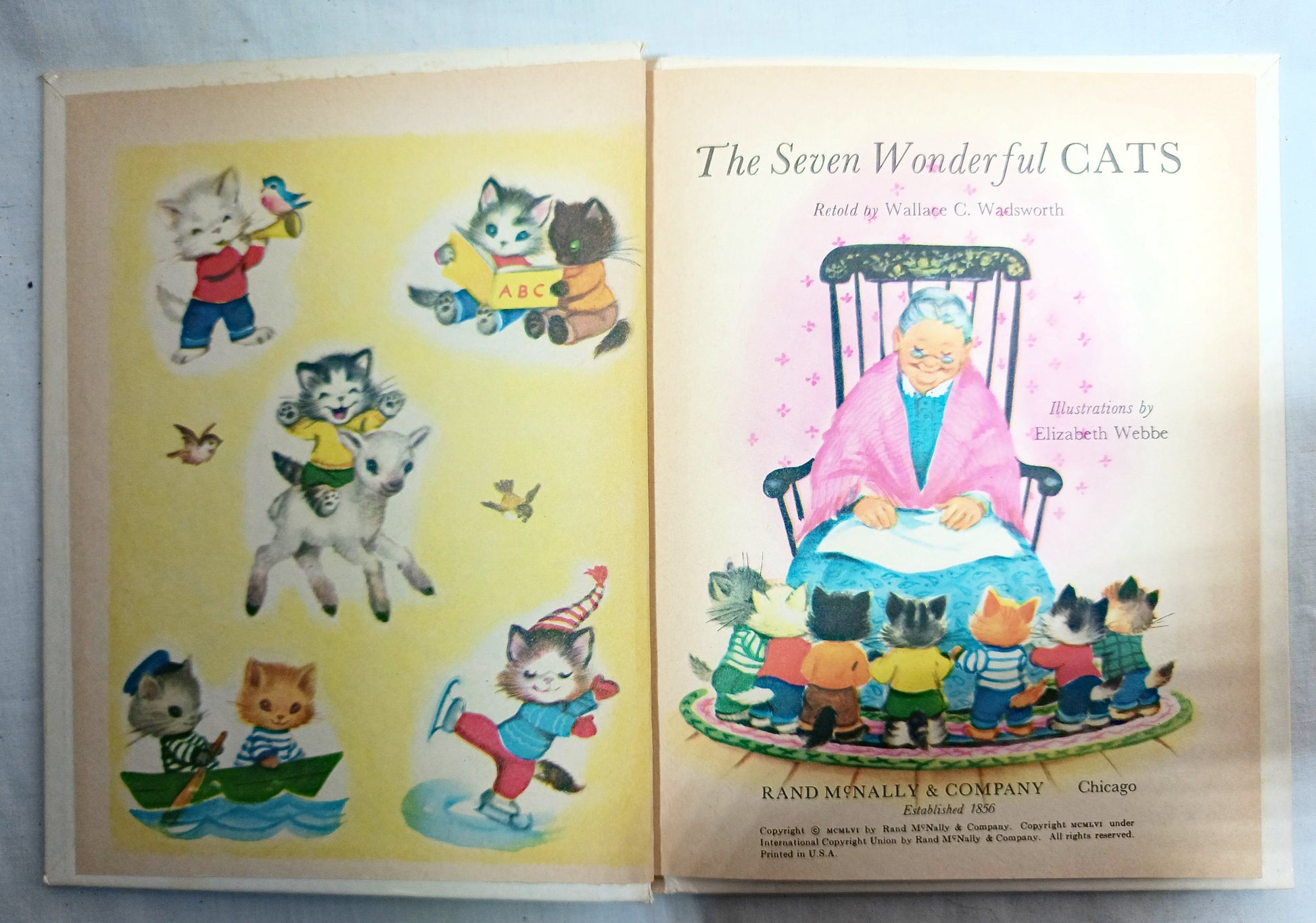 The Seven Wonderful Cats Wadsworth Tip-Top Elf Book Rand McNally 1956 - TulipStuff