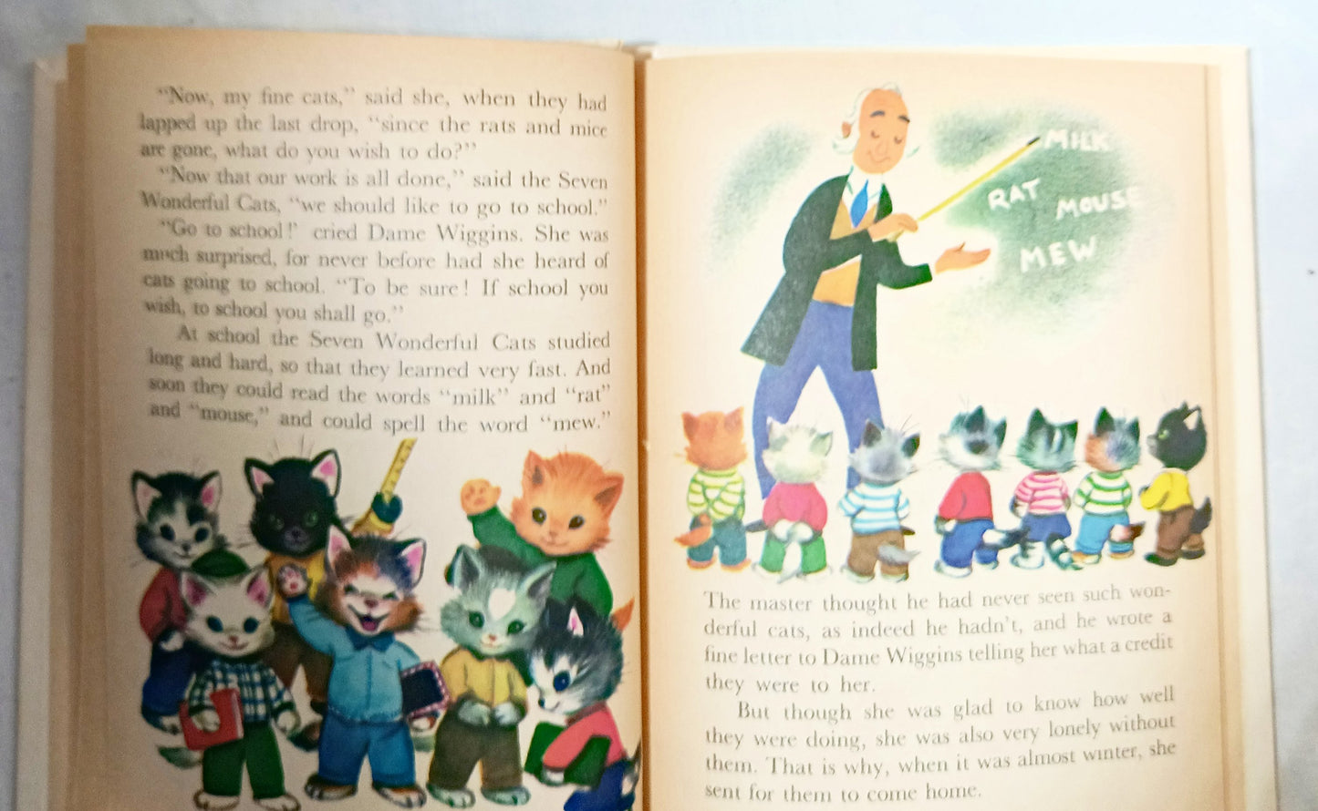 The Seven Wonderful Cats Wadsworth Tip-Top Elf Book Rand McNally 1956 - TulipStuff