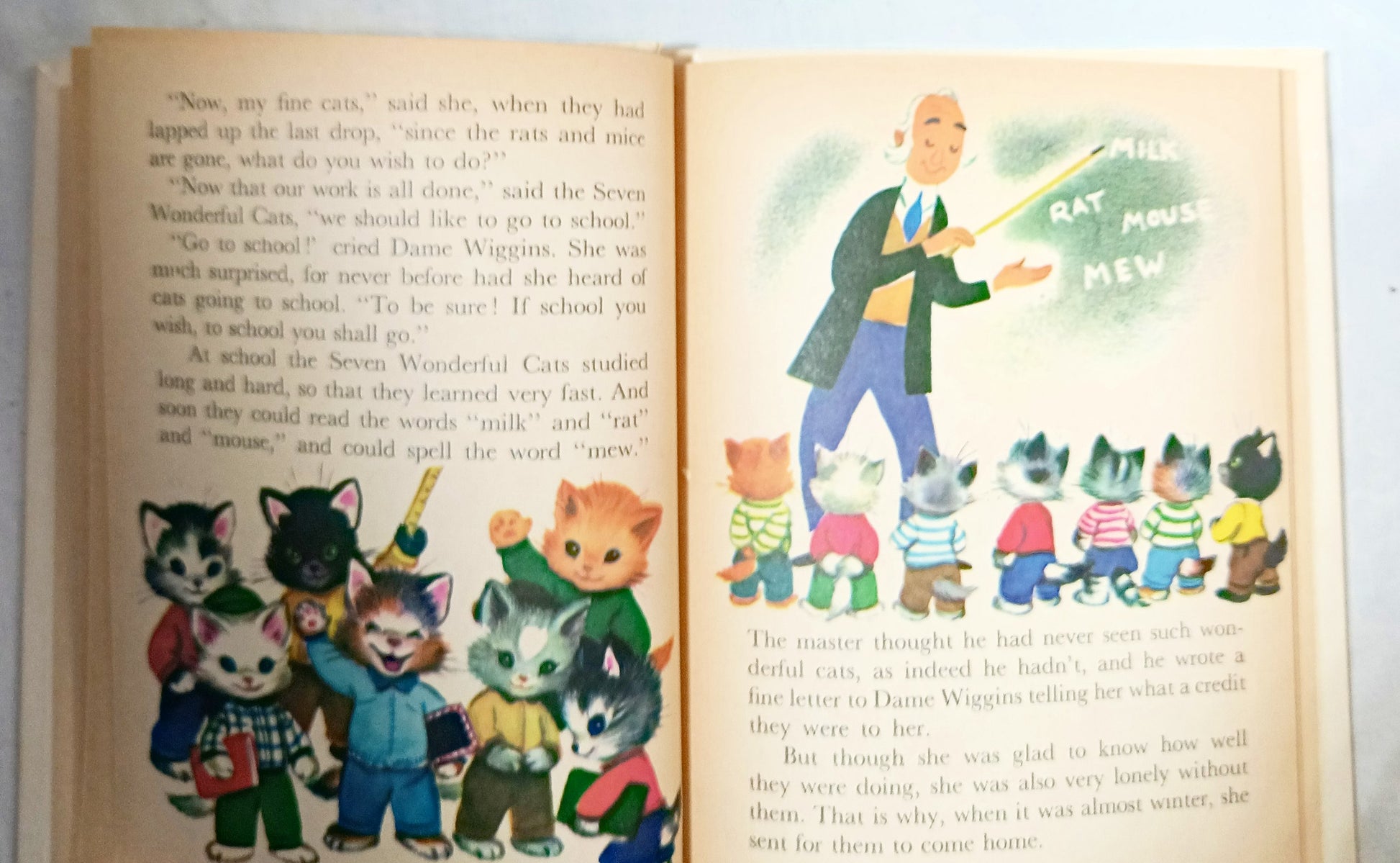 The Seven Wonderful Cats Wadsworth Tip-Top Elf Book Rand McNally 1956 - TulipStuff