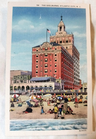 The Shelburne Hotel Boardwalk Atlantic City Linen Postcard Late 1930's - TulipStuff
