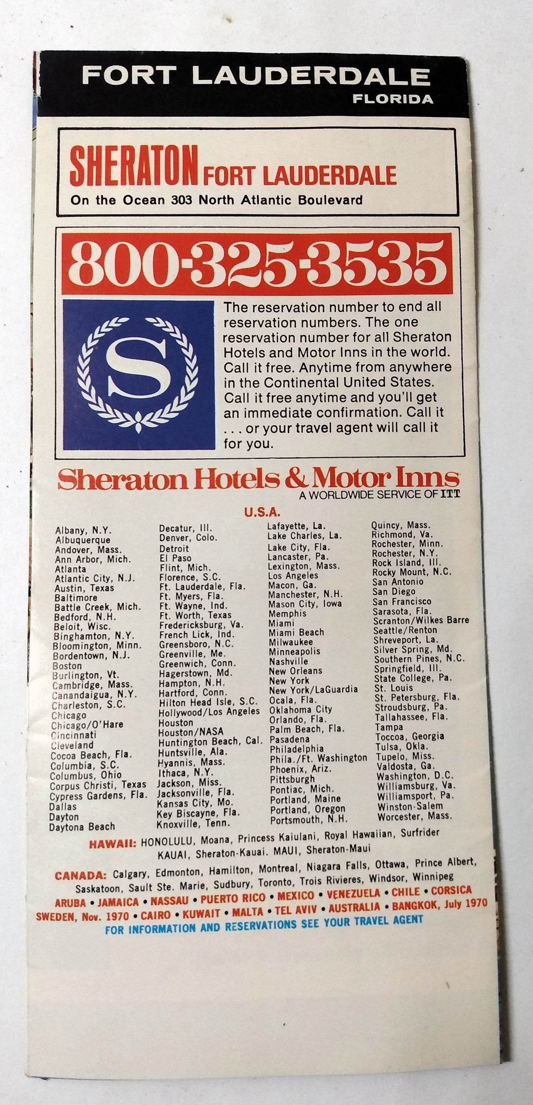 Sheraton Fort Lauderdale N Atlantic Blvd Florida Hotel Brochure 1970 - TulipStuff
