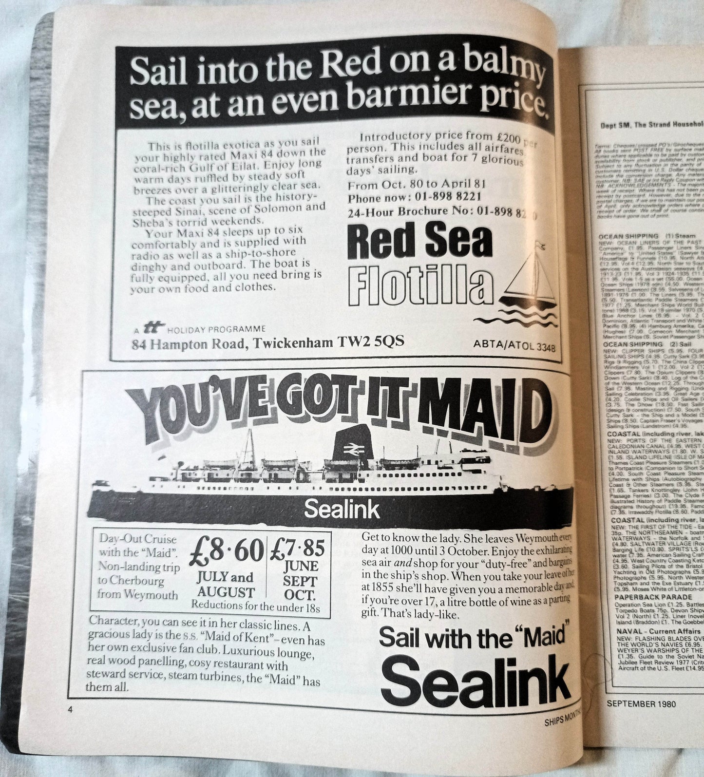 Ships Monthly Magazine September 1980 Maid of Kent Corfu Carthage - TulipStuff