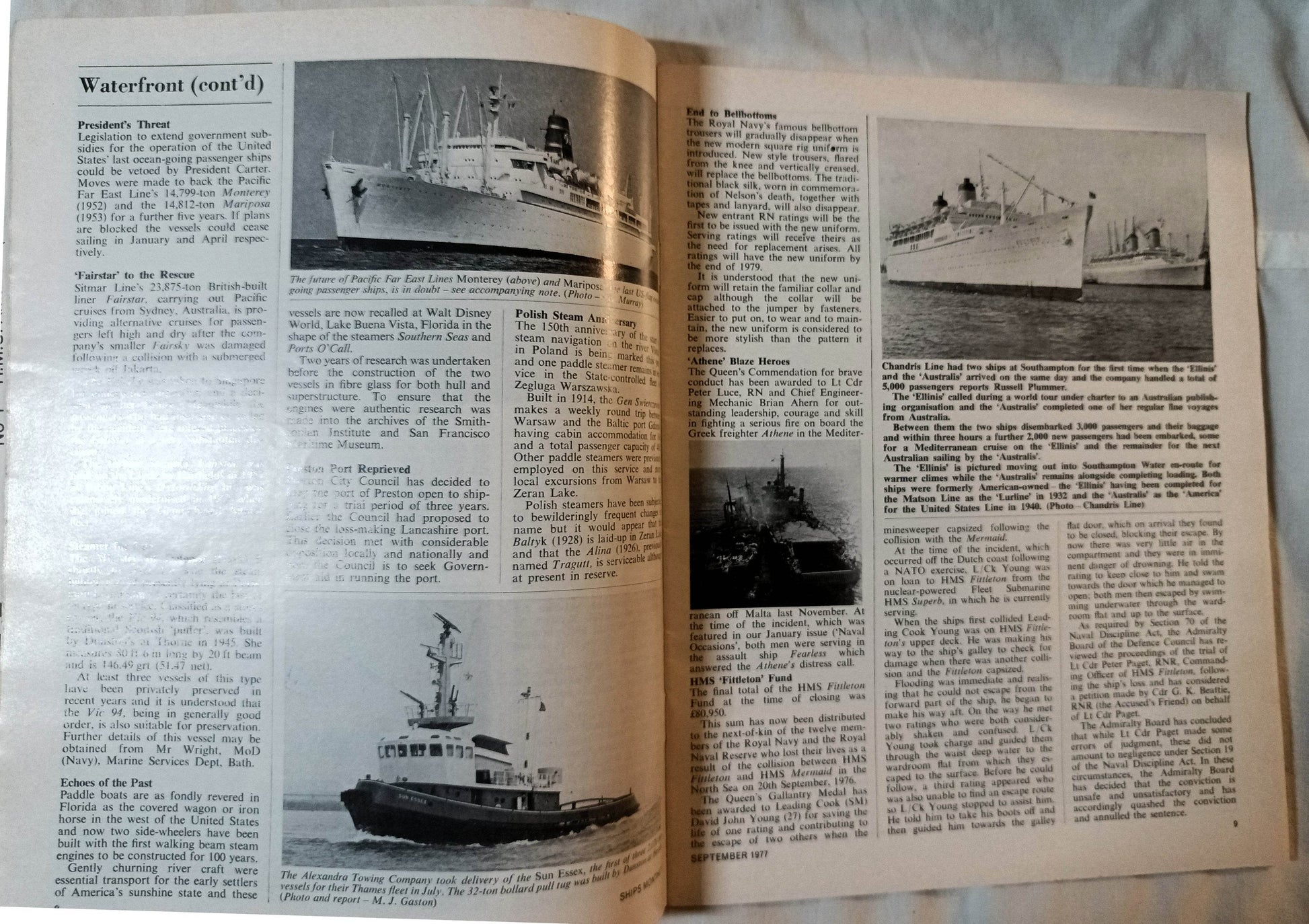 Ships Monthly Magazine September 1977 Cruising From NY Potato Boats - TulipStuff