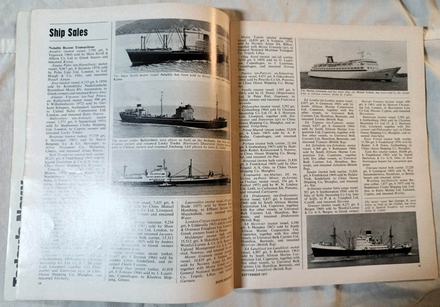 Ships Monthly Magazine September 1977 Cruising From NY Potato Boats - TulipStuff