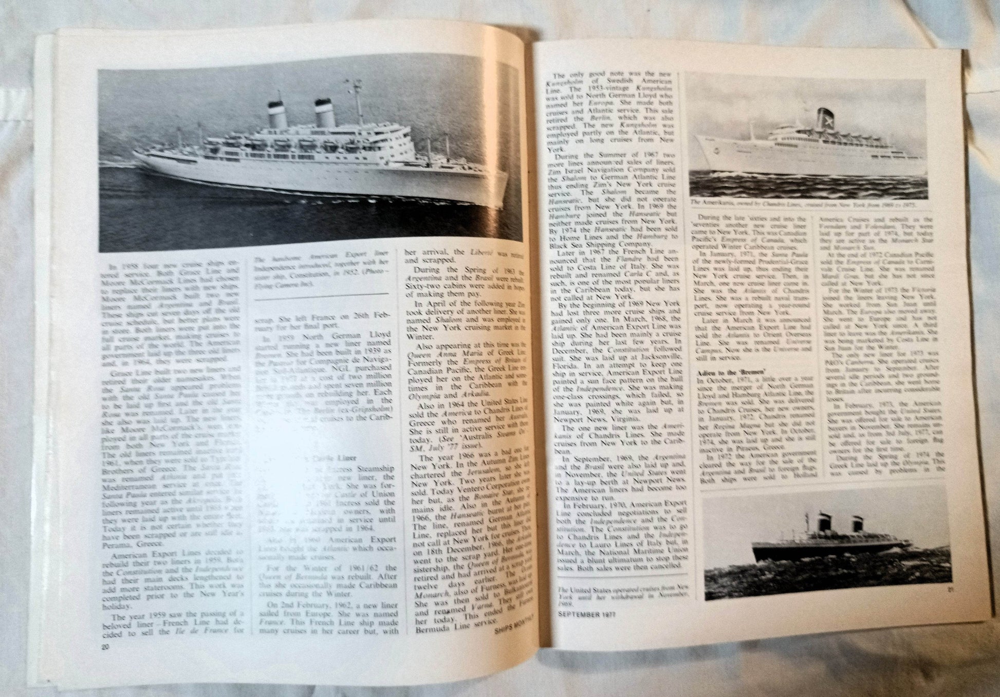 Ships Monthly Magazine September 1977 Cruising From NY Potato Boats - TulipStuff