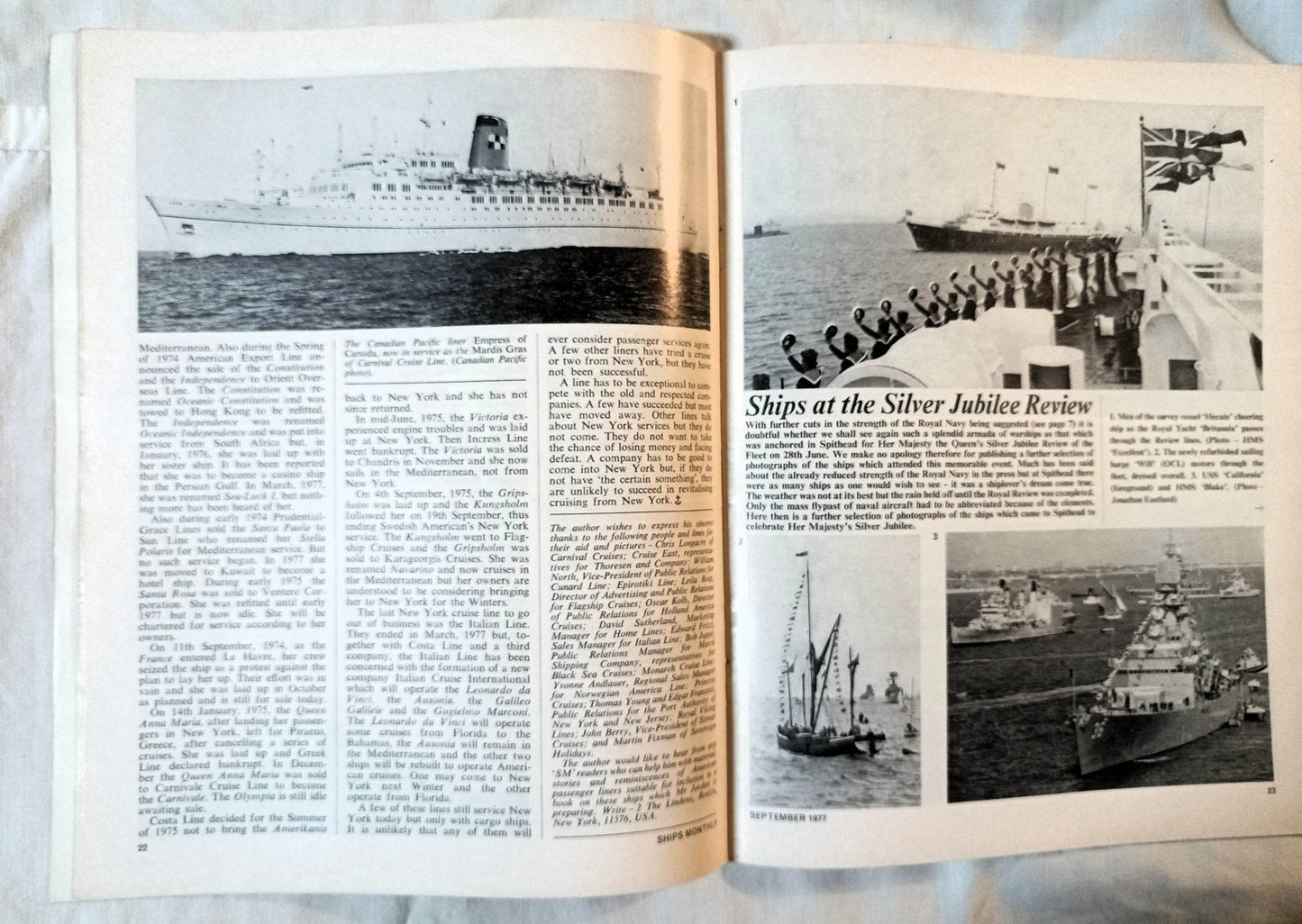 Ships Monthly Magazine September 1977 Cruising From NY Potato Boats - TulipStuff
