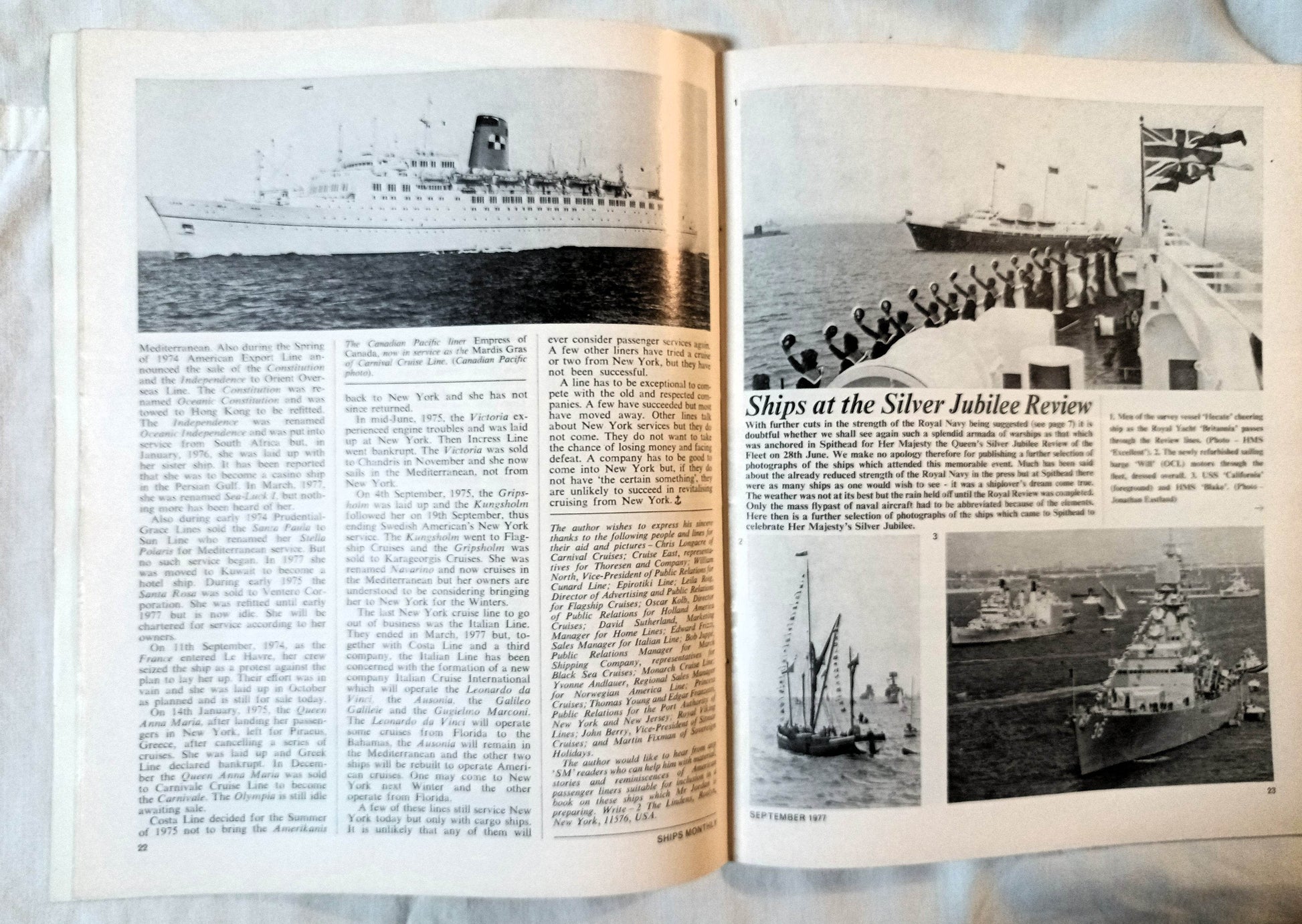 Ships Monthly Magazine September 1977 Cruising From NY Potato Boats - TulipStuff