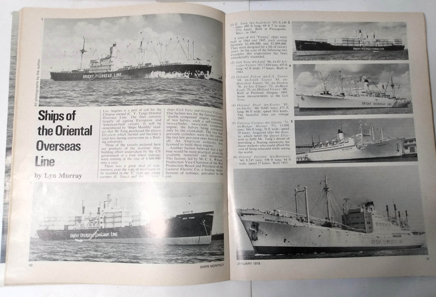 Ships Monthly Magazine January 1978 ss France ss America Orient Overseas Line British India Line Ark Royal  - TulipStuff