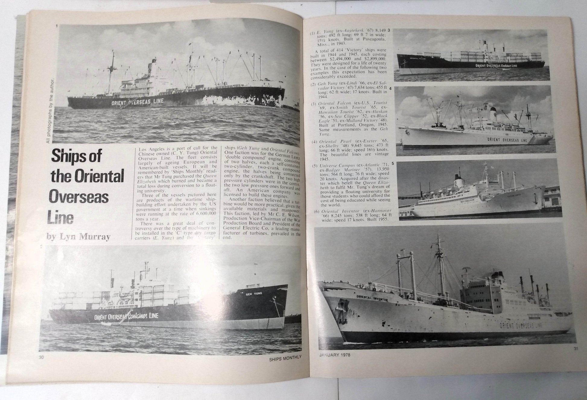 Ships Monthly Magazine January 1978 ss France ss America Orient Overseas Line British India Line Ark Royal  - TulipStuff