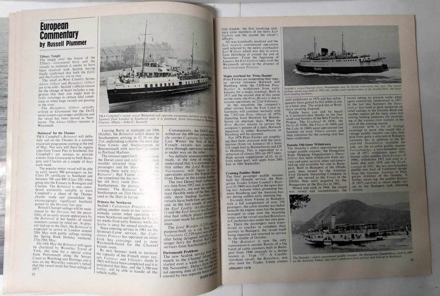 Ships Monthly Magazine January 1978 ss France ss America Orient Overseas Line British India Line Ark Royal  - TulipStuff