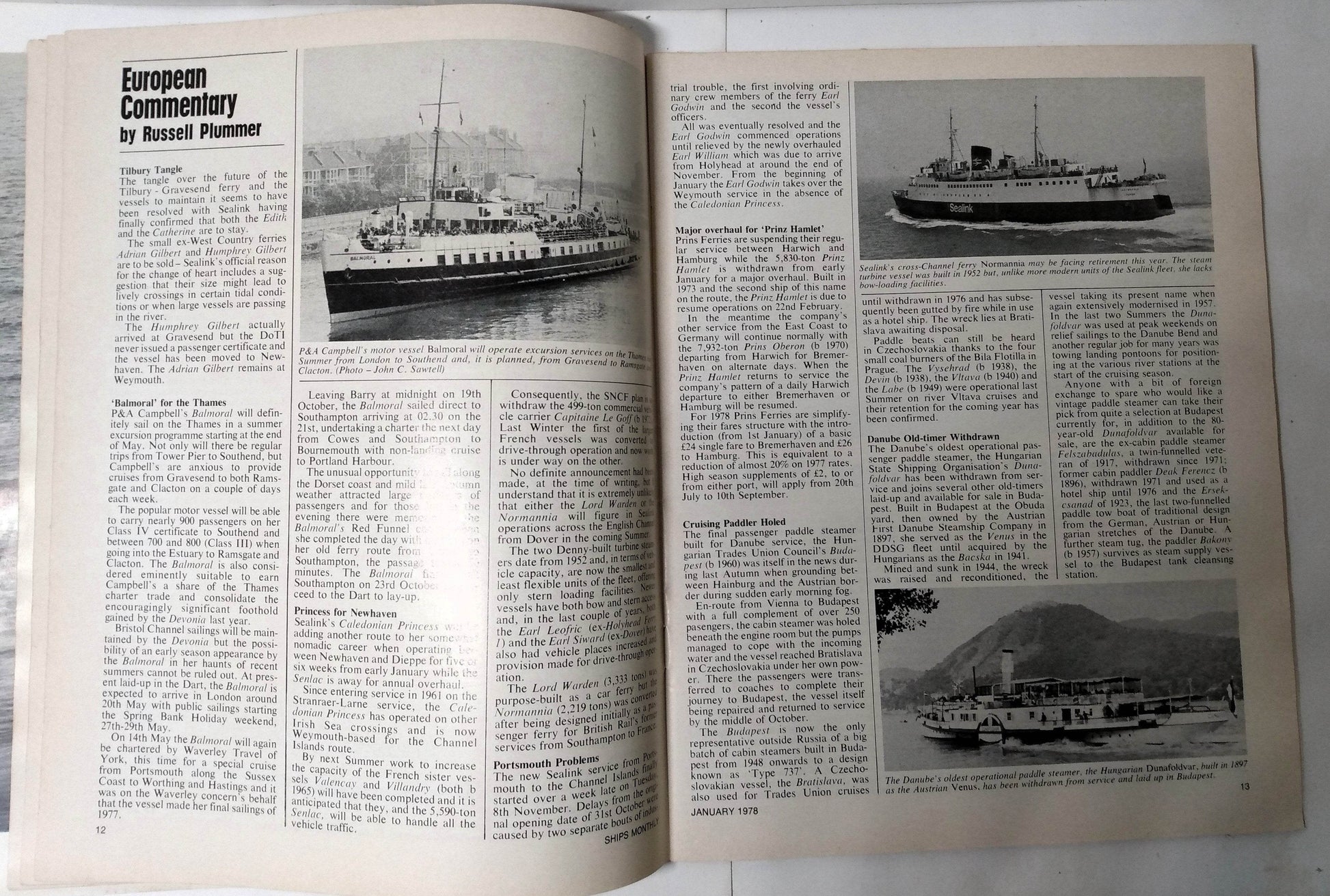 Ships Monthly Magazine January 1978 ss France ss America Orient Overseas Line British India Line Ark Royal  - TulipStuff