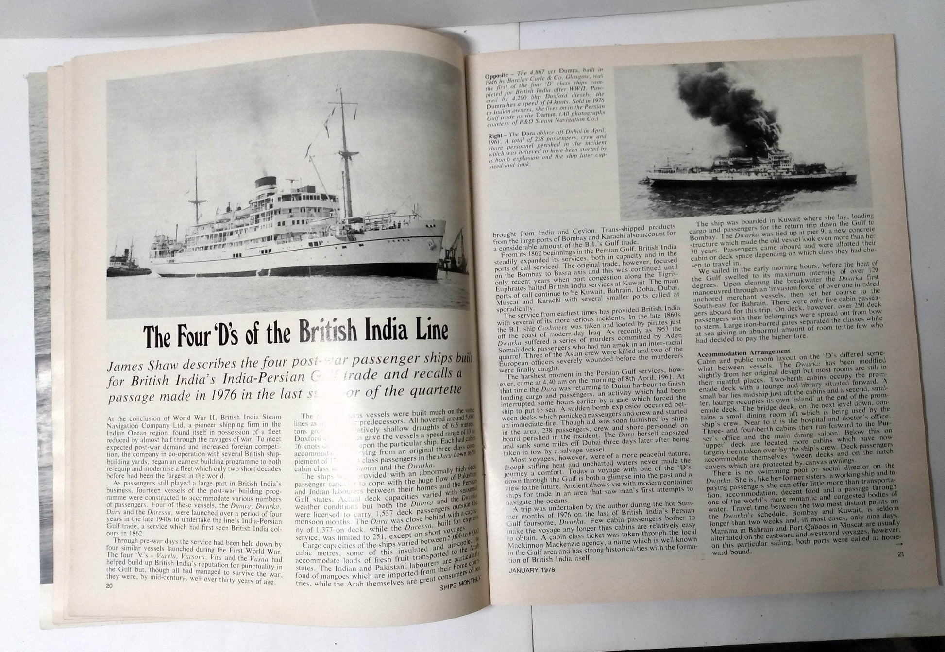 Ships Monthly Magazine January 1978 ss France ss America Orient Overseas Line British India Line Ark Royal  - TulipStuff