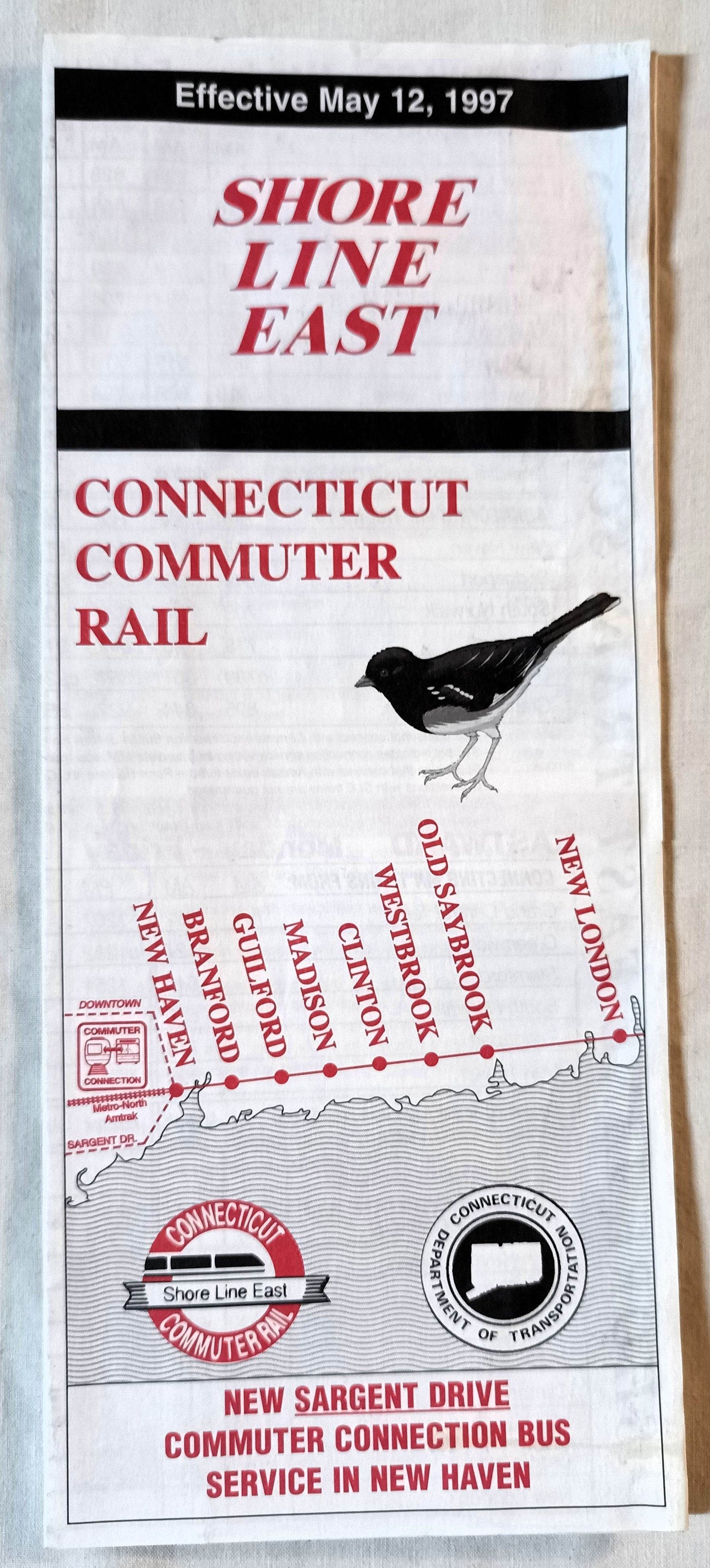 Connecticut Commuter Rail Shore Line East Timetable 1997 - TulipStuff