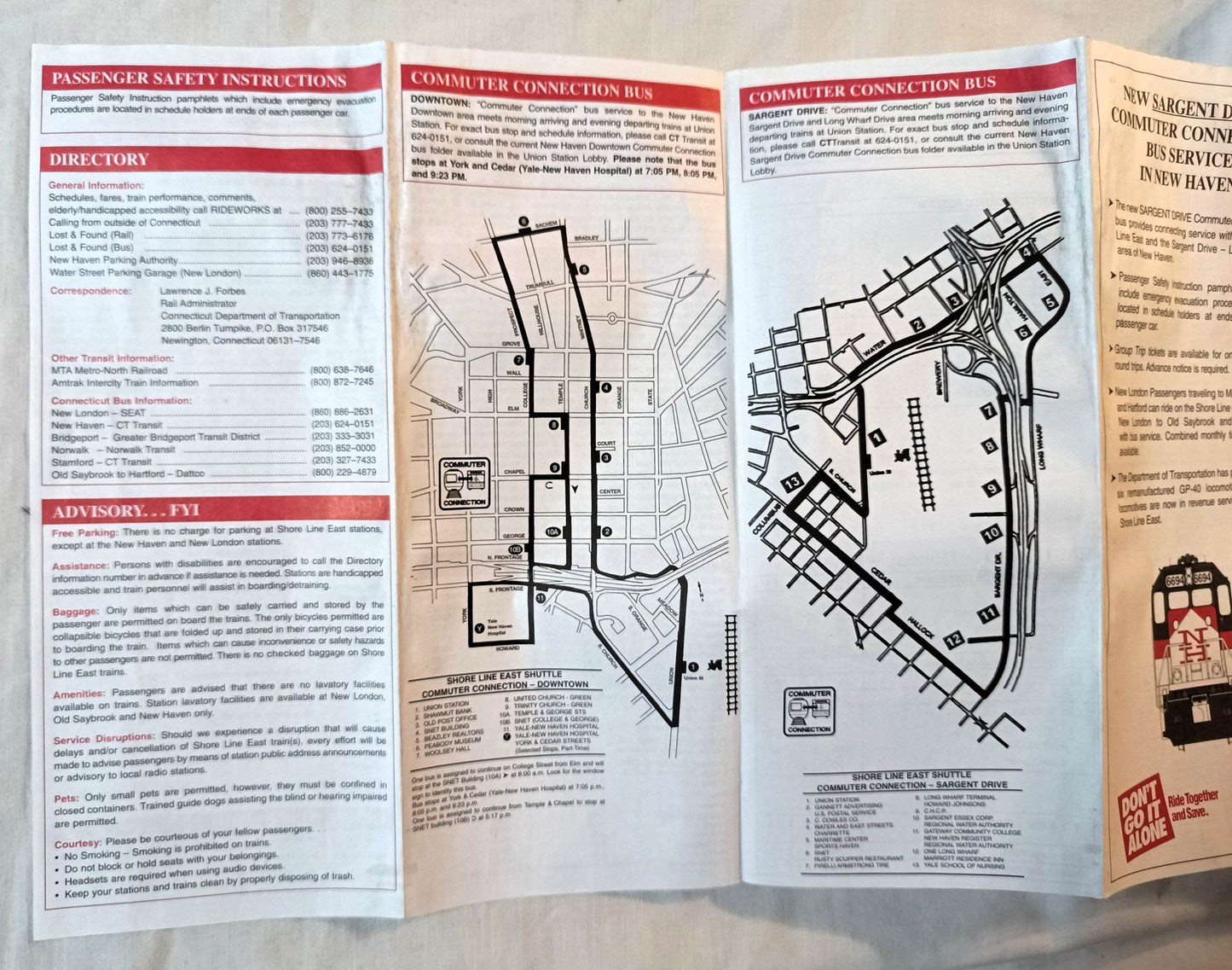 Connecticut Commuter Rail Shore Line East Timetable 1997 - TulipStuff