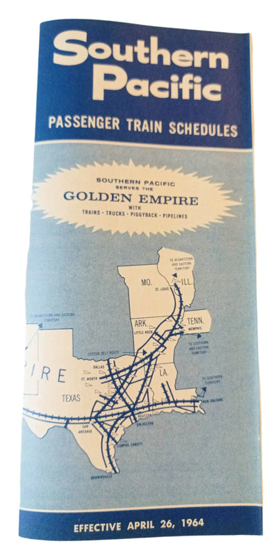 Southern Pacific Passenger Train Schedules Golden Empire April 1964 - TulipStuff
