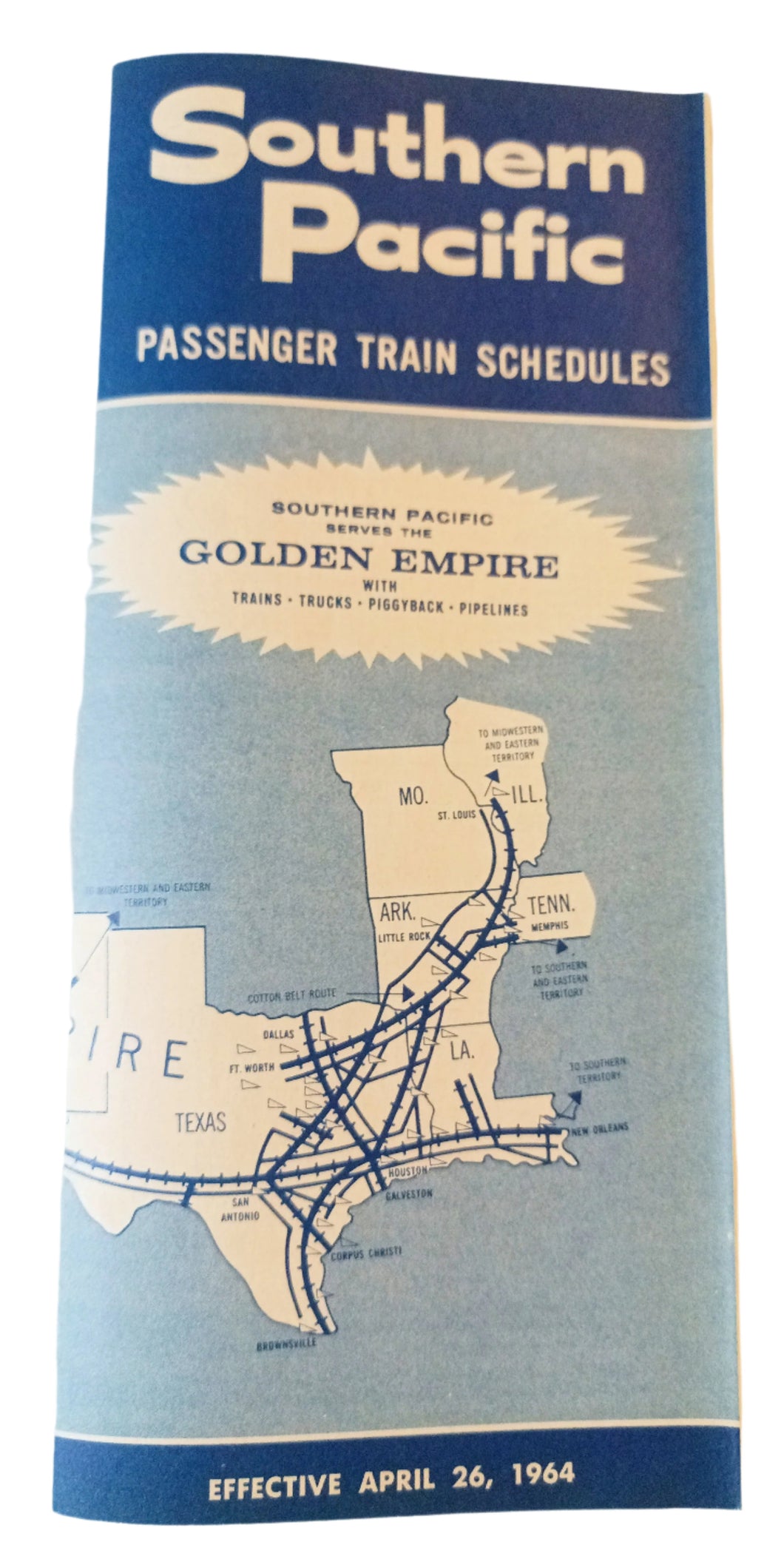 Southern Pacific Passenger Train Schedules Golden Empire April 1964 - TulipStuff