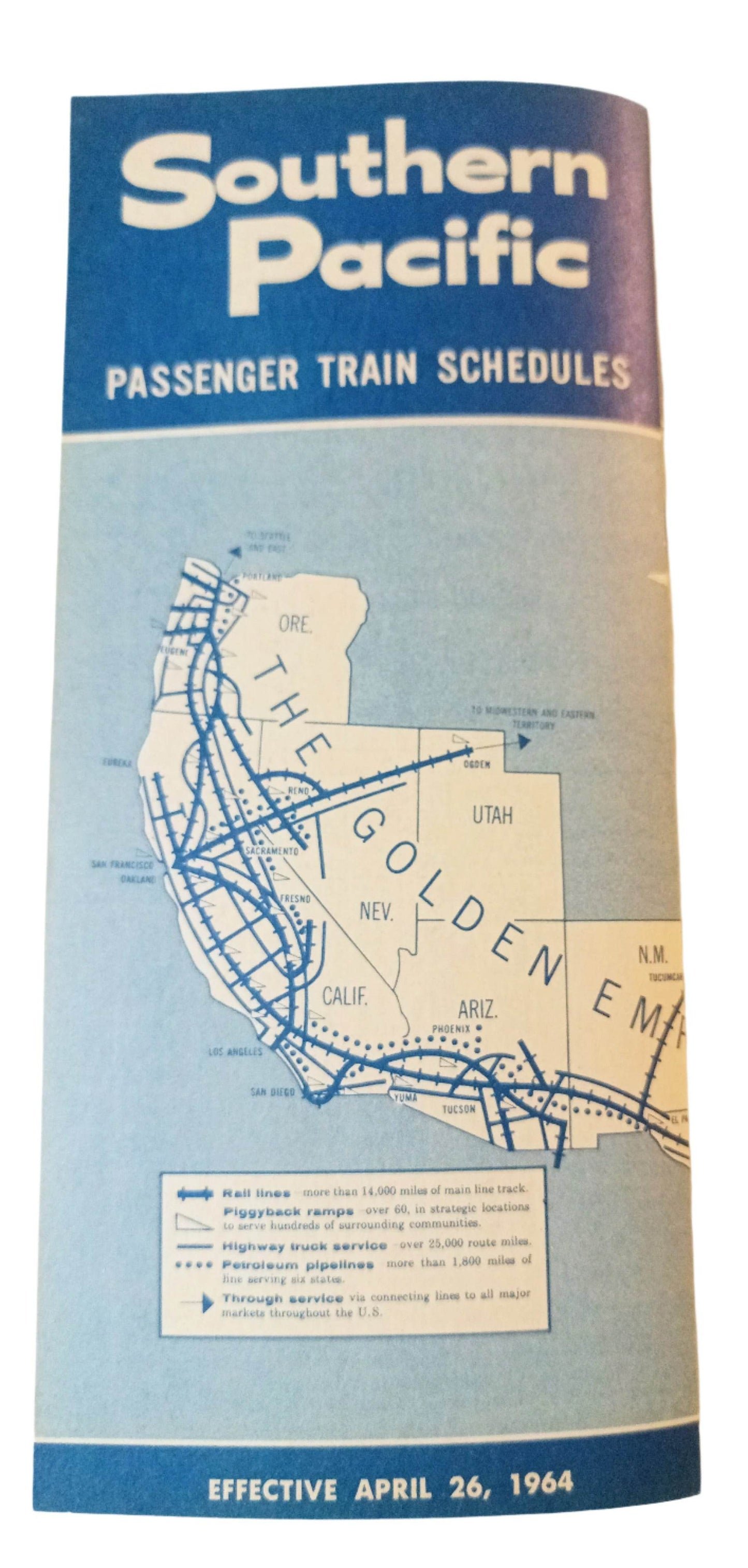 Southern Pacific Passenger Train Schedules Golden Empire April 1964 - TulipStuff
