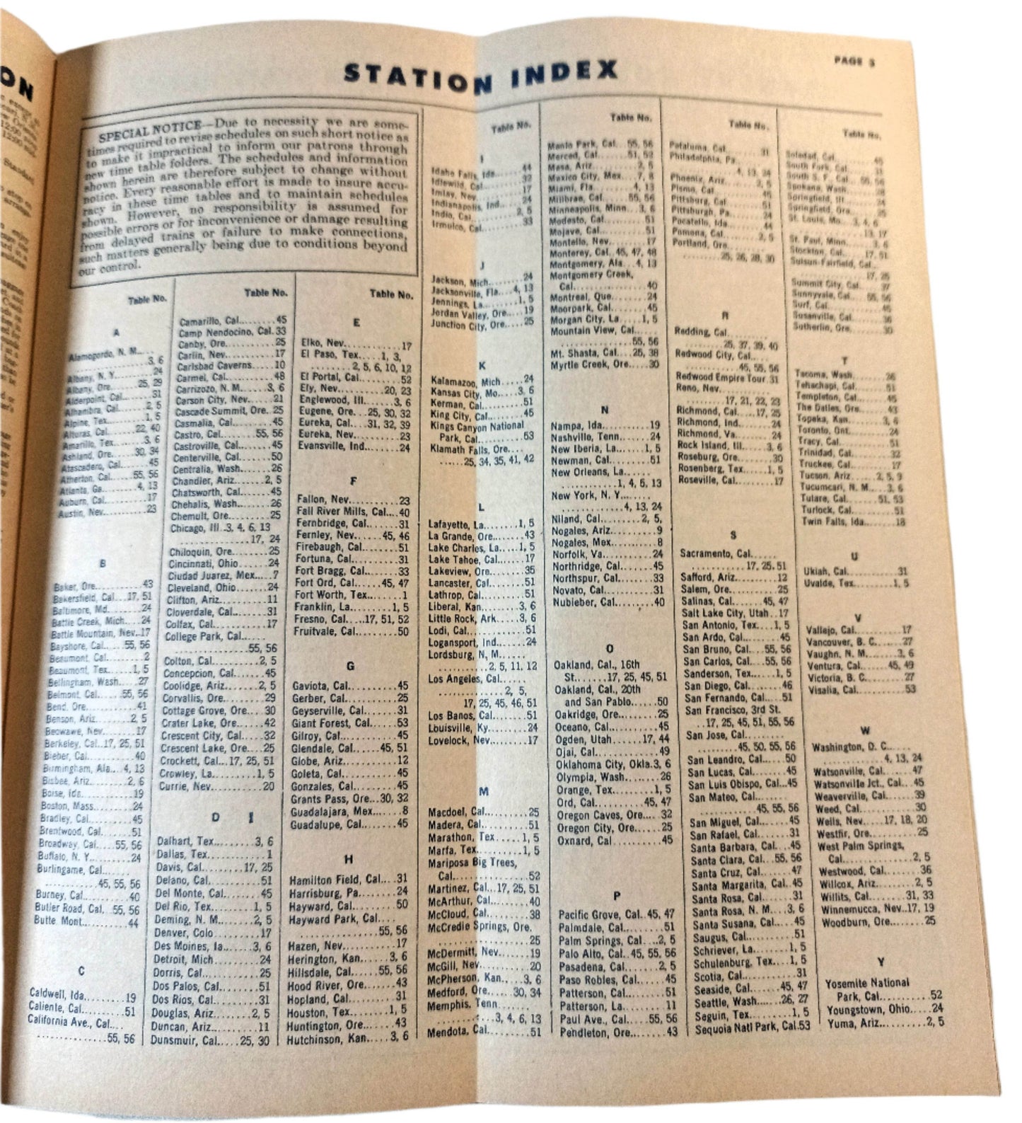 Southern Pacific Passenger Train Schedules Golden Empire April 1964 - TulipStuff