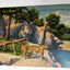 Siberian Tigers In Zoological Park Detroit Michigan Linen Postcard 1940's - TulipStuff