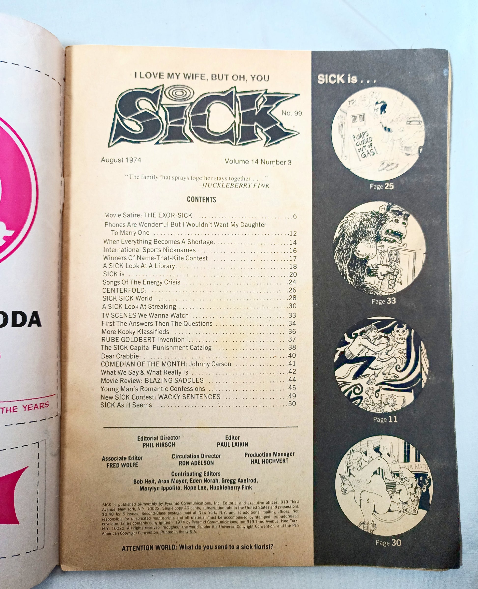 Sick Magazine #99 August 1974 Satire Parody Exorcist Carson - TulipStuff