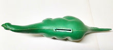 Load image into Gallery viewer, Sinclair Oil Dino Dinosaur Green Plastic Coin Bank 1960&#39;s - TulipStuff
