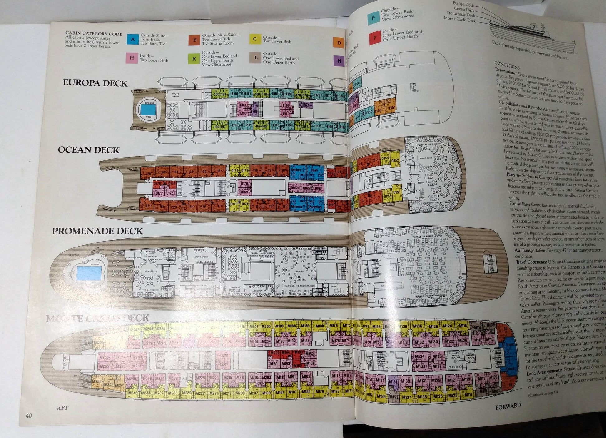 Sitmar Experience 1981 Cruises Brochure tss Fairsea tss Fairwind - TulipStuff