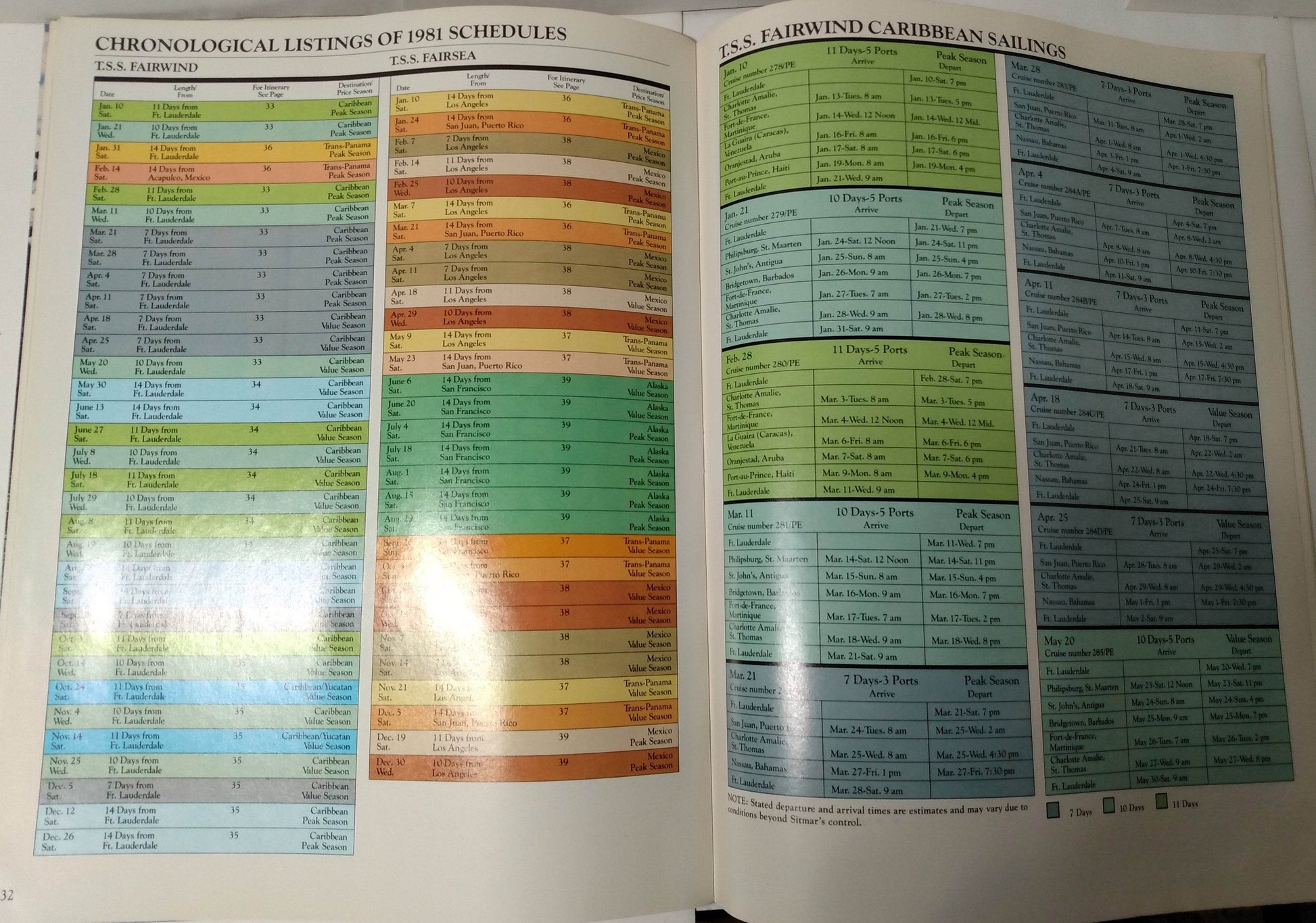 Sitmar Experience 1981 Cruises Brochure tss Fairsea tss Fairwind - TulipStuff
