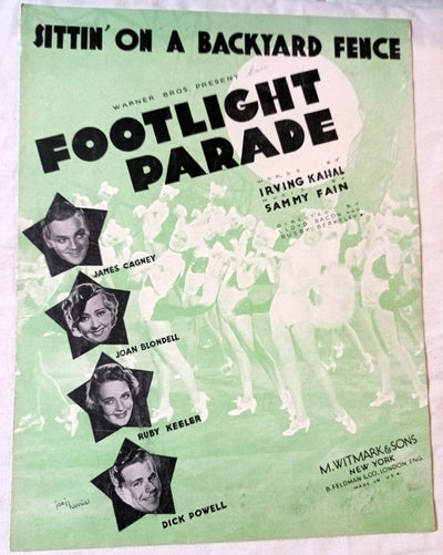 Sittin' On A Backyard Fence Footlight Parade James Cagney Sheet Music 1933 - TulipStuff