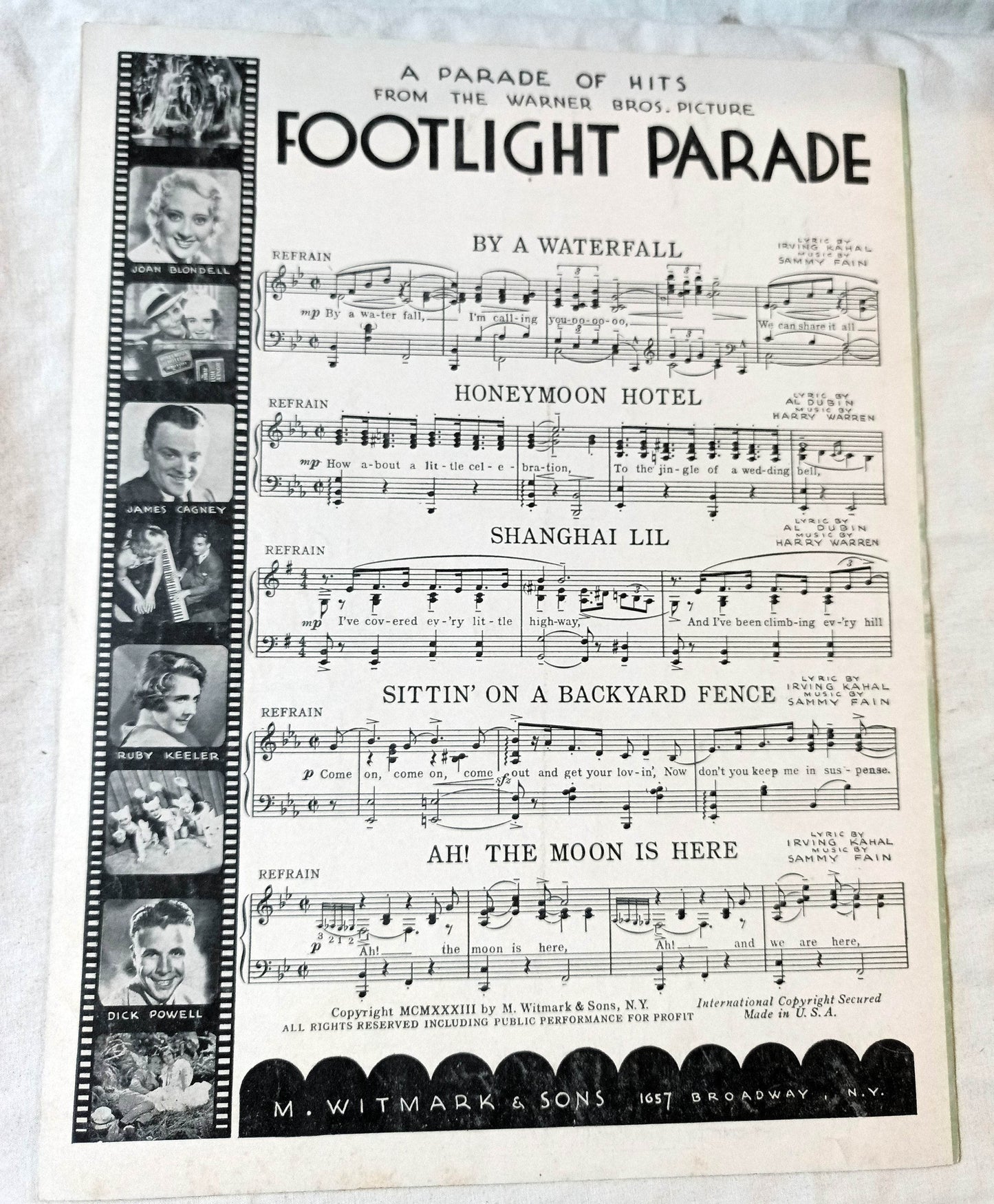 Sittin' On A Backyard Fence Footlight Parade James Cagney Sheet Music 1933 - TulipStuff