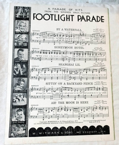 Sittin' On A Backyard Fence Footlight Parade James Cagney Sheet Music 1933 - TulipStuff