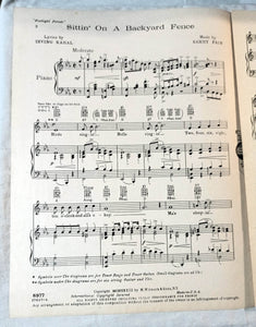 Sittin' On A Backyard Fence Footlight Parade James Cagney Sheet Music 1933 - TulipStuff