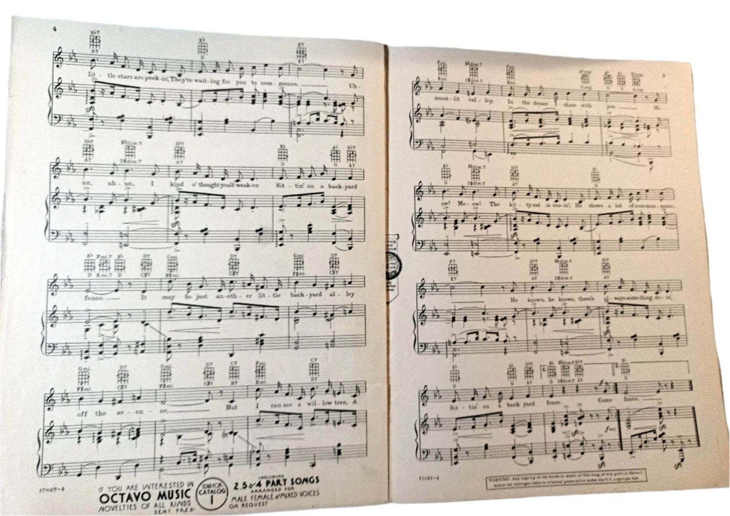 Sittin' On A Backyard Fence Footlight Parade James Cagney Sheet Music 1933 - TulipStuff