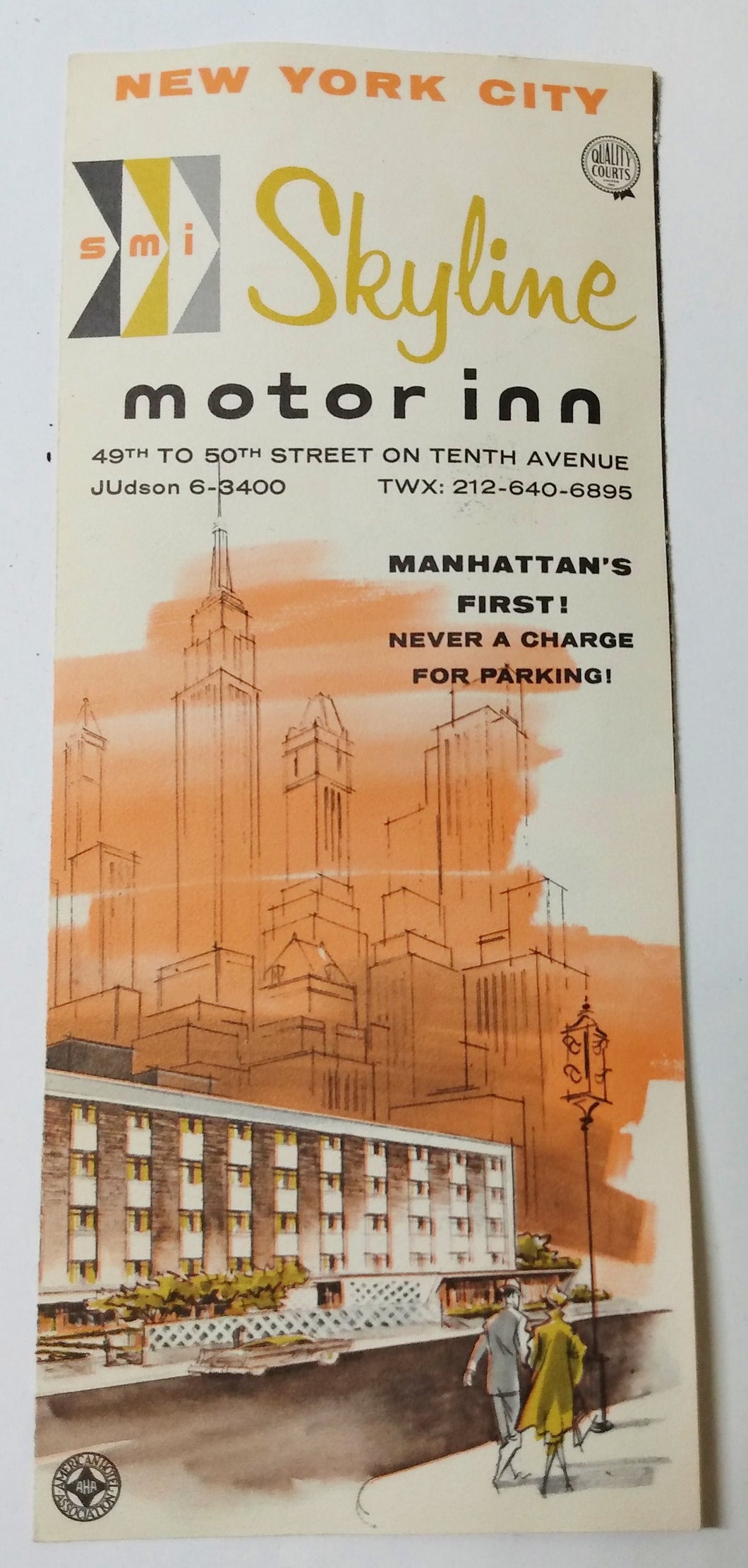 Skyline Motor Inn Tenth Ave 49th 50th St New York Brochure Mid-1960's - TulipStuff