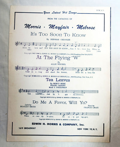 On A Slow Boat To China Frank Loesser Melrose Music Sheet Music 1948 - TulipStuff