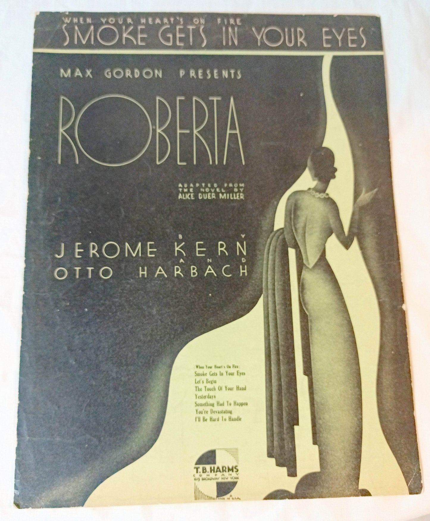 Smoke Gets In Your Eyes Roberta Jerome Kern Broadway Sheet Music 1933 - TulipStuff