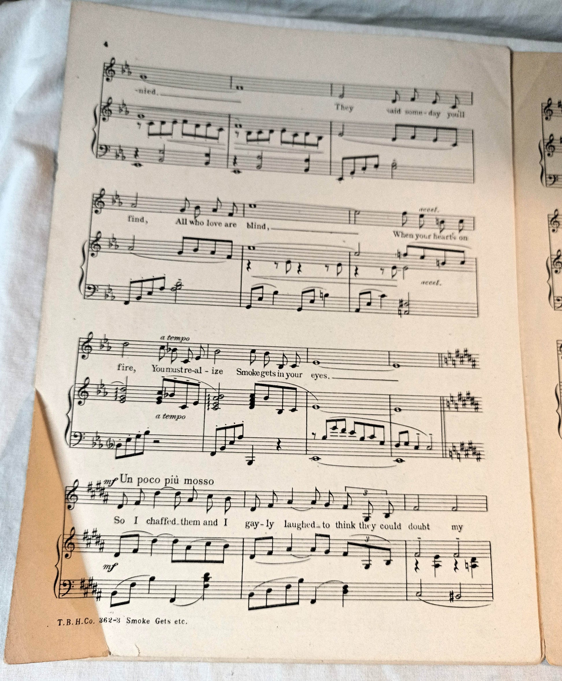 Smoke Gets In Your Eyes Roberta Jerome Kern Broadway Sheet Music 1933 - TulipStuff