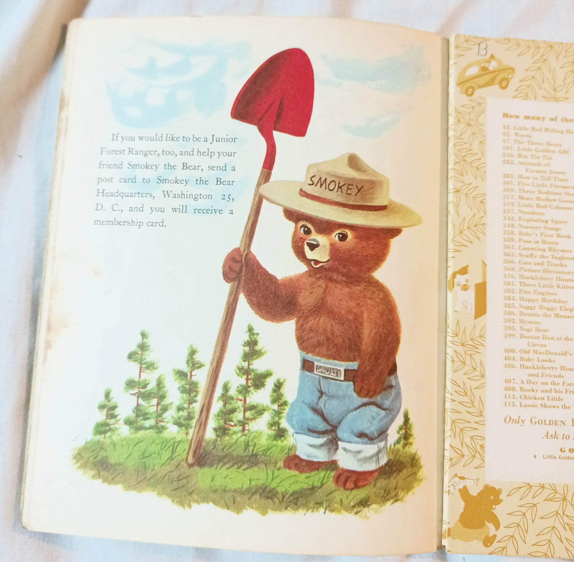 Smokey The Bear Little Golden Book Richard Scarry Jane Werner 1960's - TulipStuff
