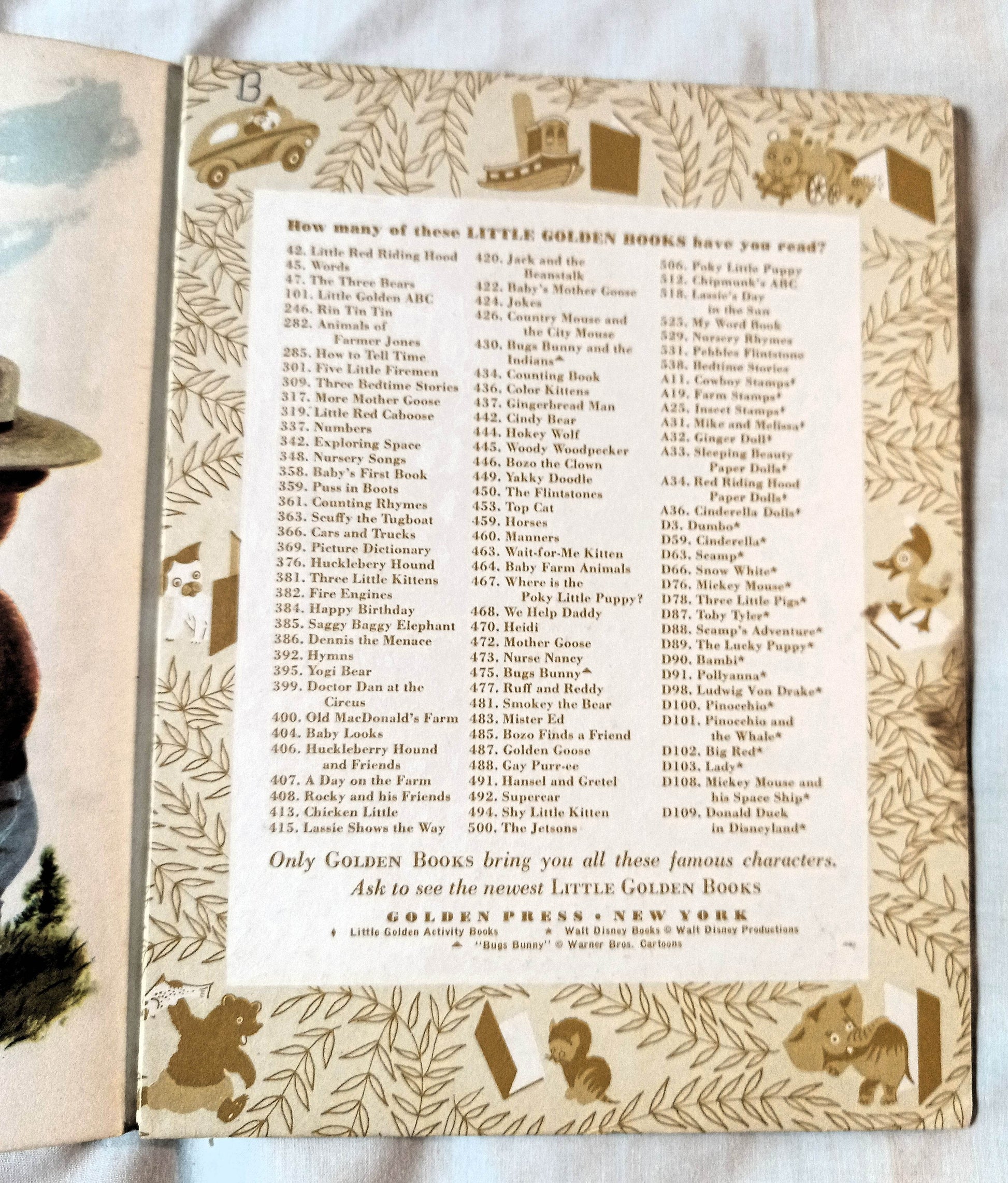 Smokey The Bear Little Golden Book Richard Scarry Jane Werner 1960's - TulipStuff