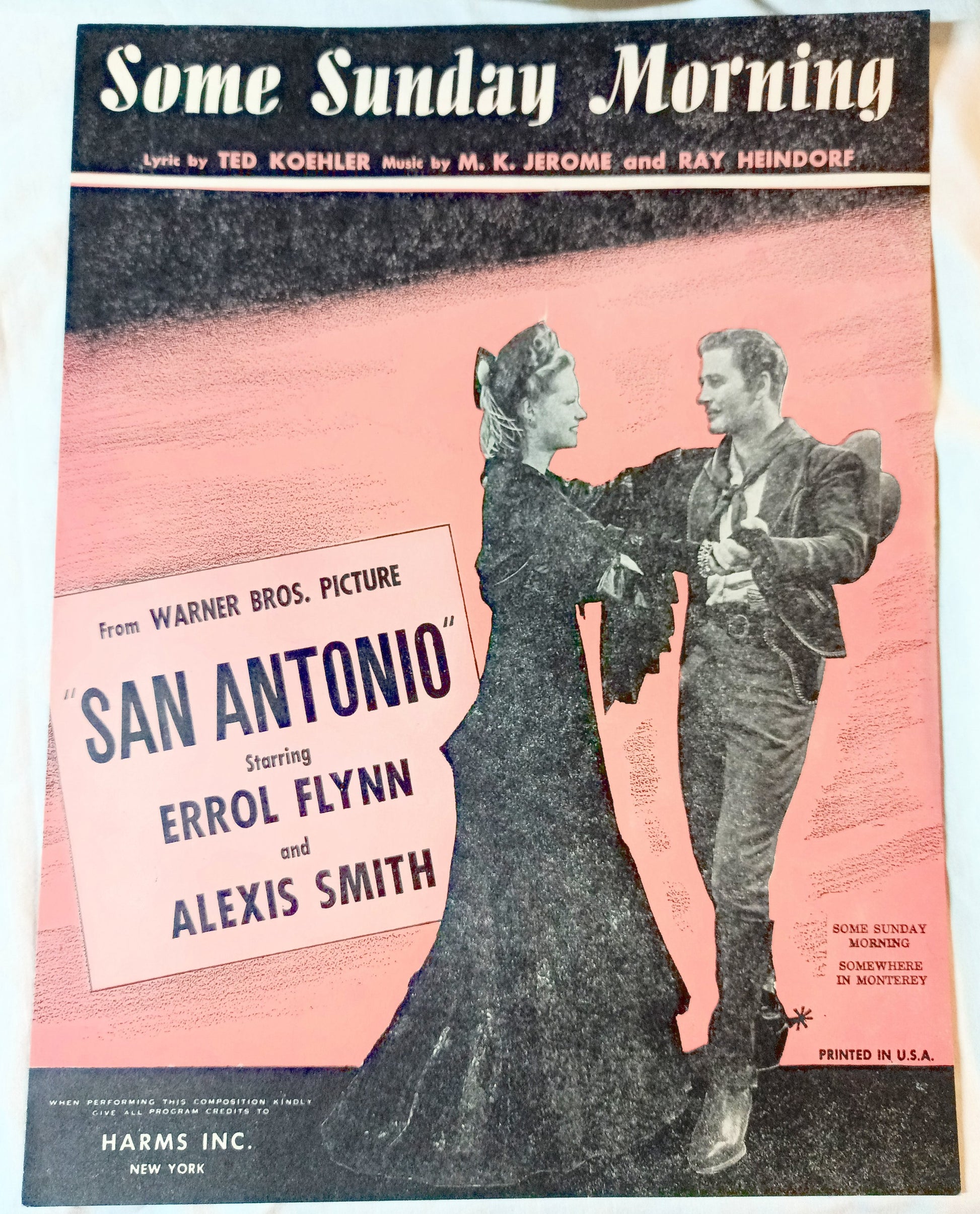 Some Sunday Morning San Antonio Errol Flynn Sheet Music 1945 - TulipStuff