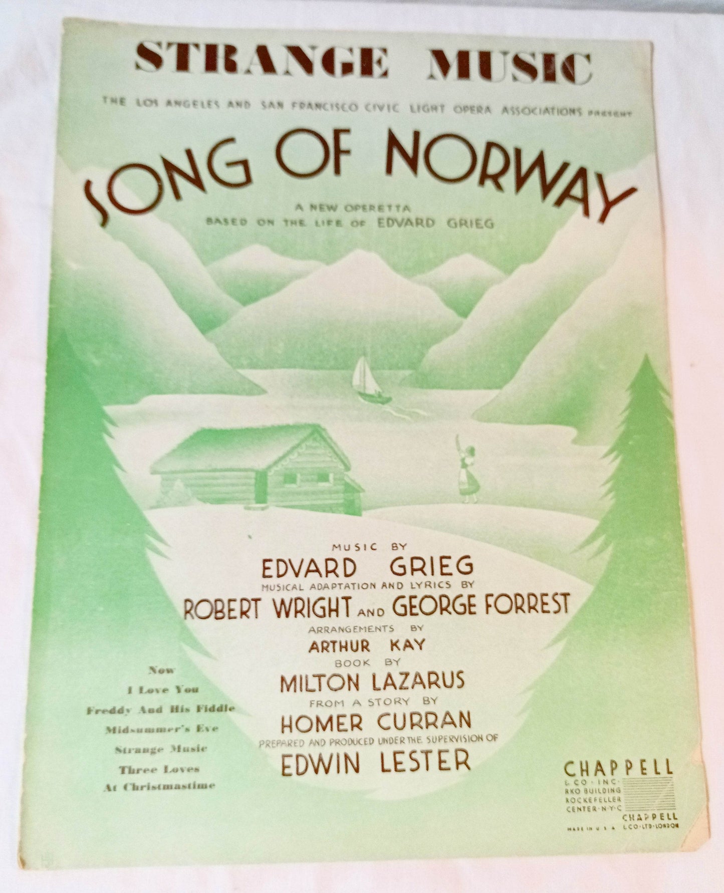 Song Of Norway Operetta Edvard Grieg Strange Music Sheet Music 1944 - TulipStuff