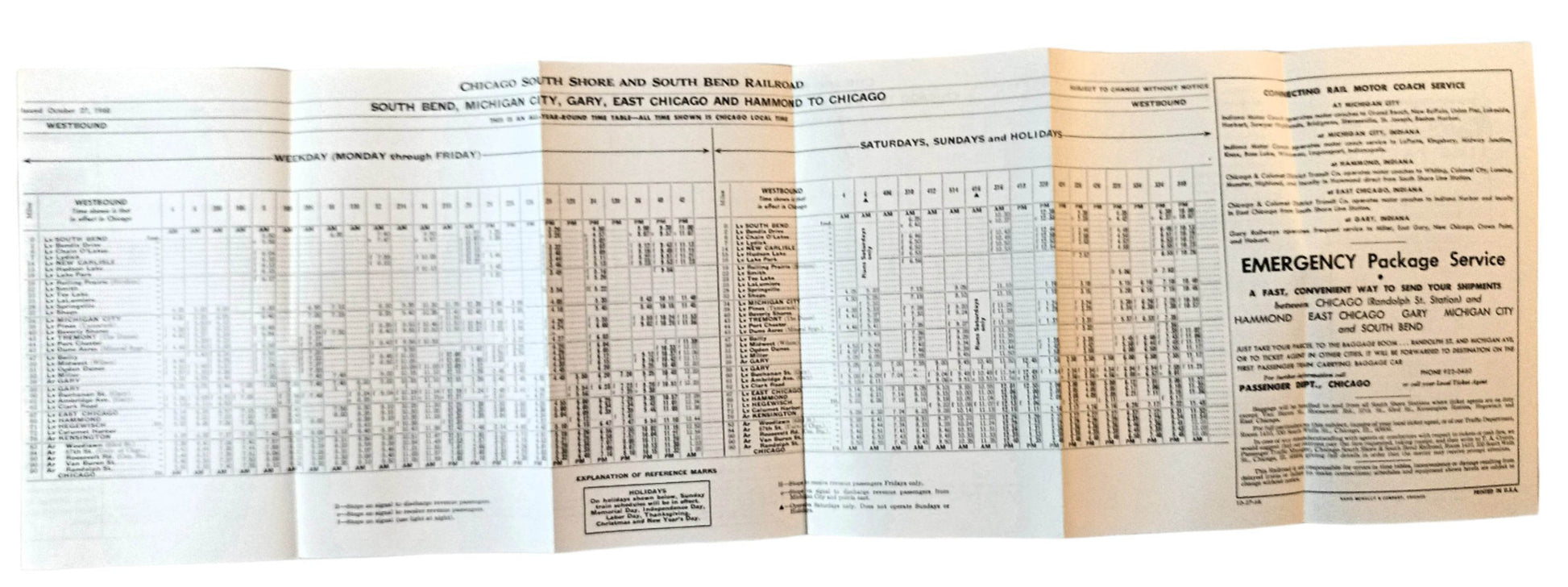Chicago South Shore And South Bend Railroad Timetable 1968 - TulipStuff