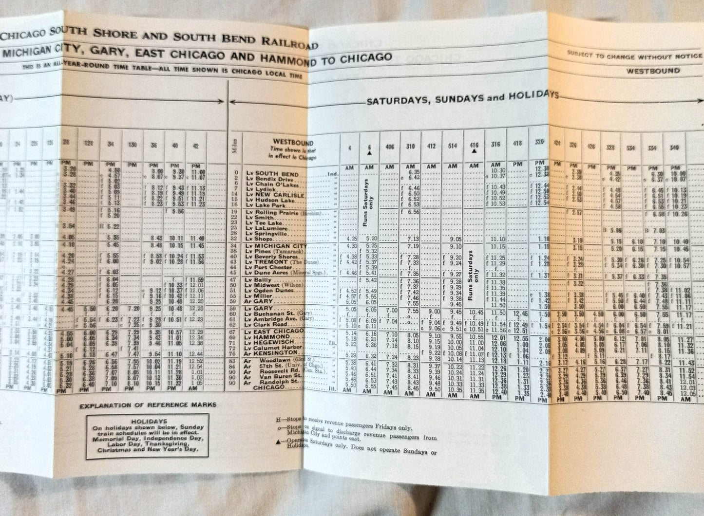 Chicago South Shore And South Bend Railroad Timetable 1968 - TulipStuff