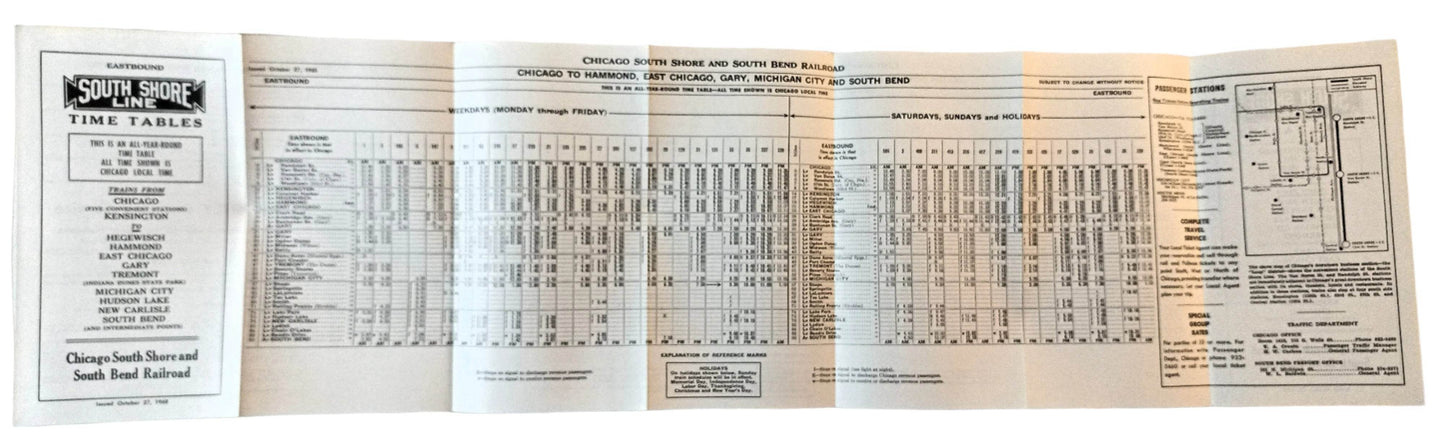 Chicago South Shore And South Bend Railroad Timetable 1968 - TulipStuff