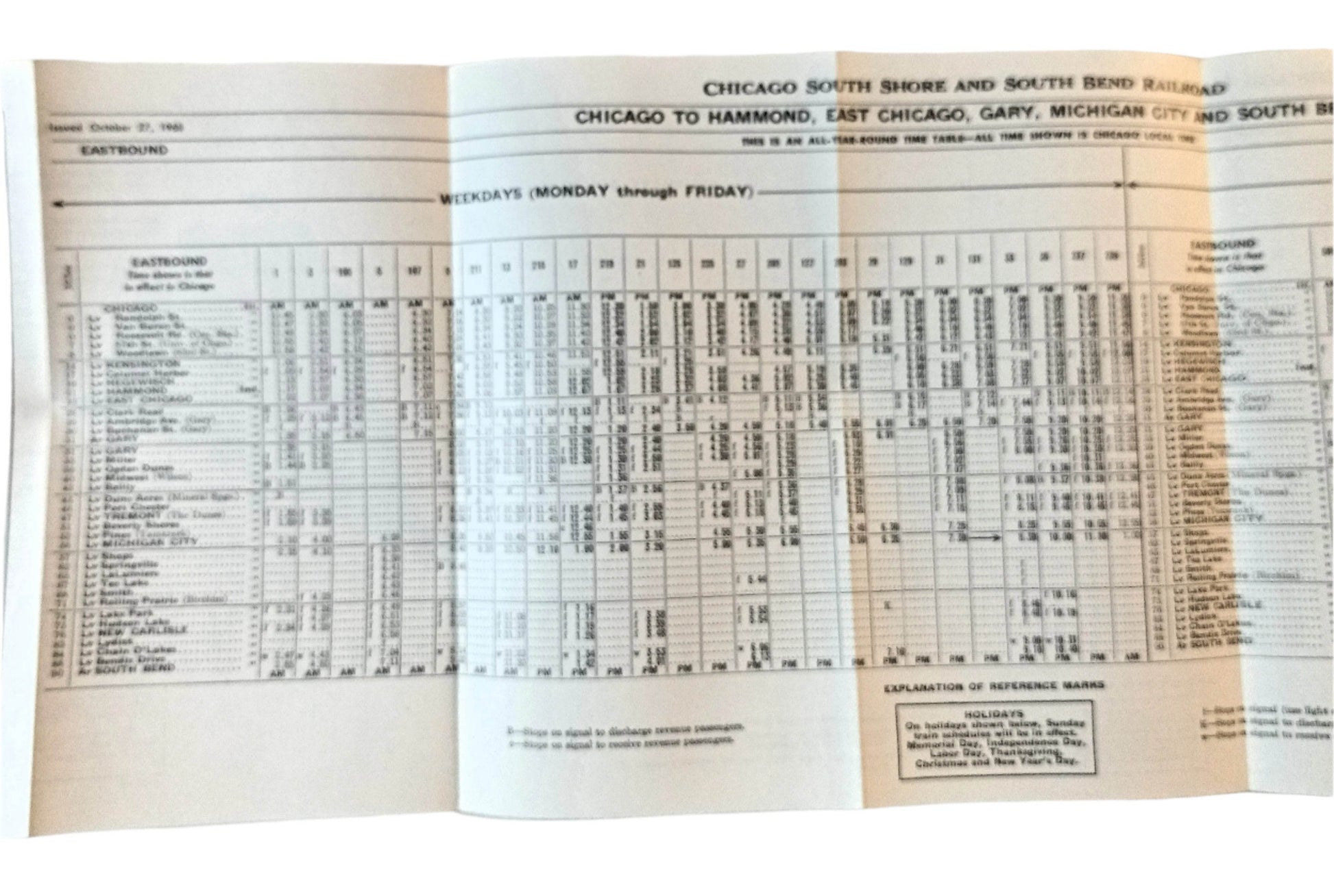 Chicago South Shore And South Bend Railroad Timetable 1968 - TulipStuff