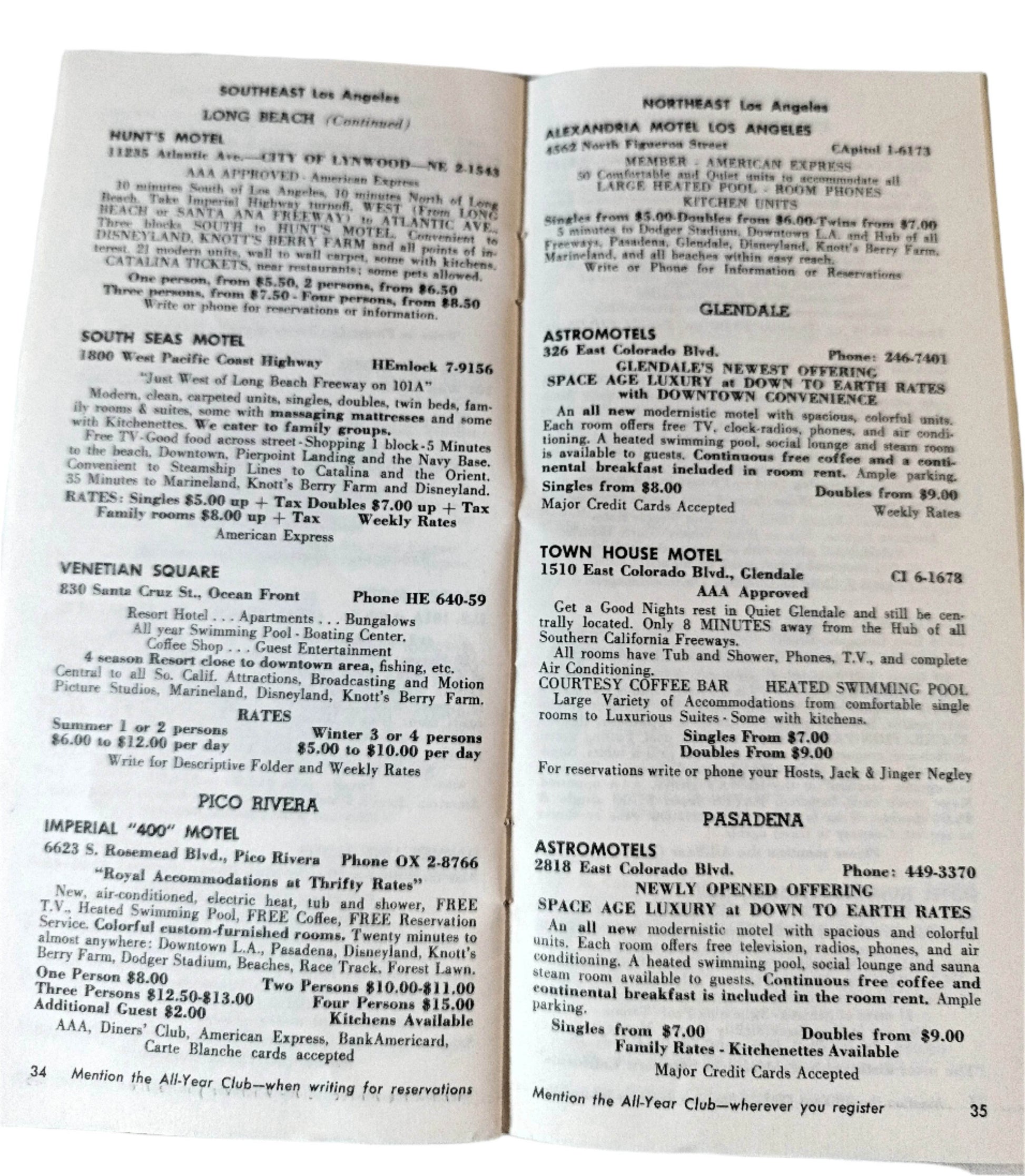 Where To Stay In Southern California Guide To Hotels Motels Resorts 1964 - TulipStuff