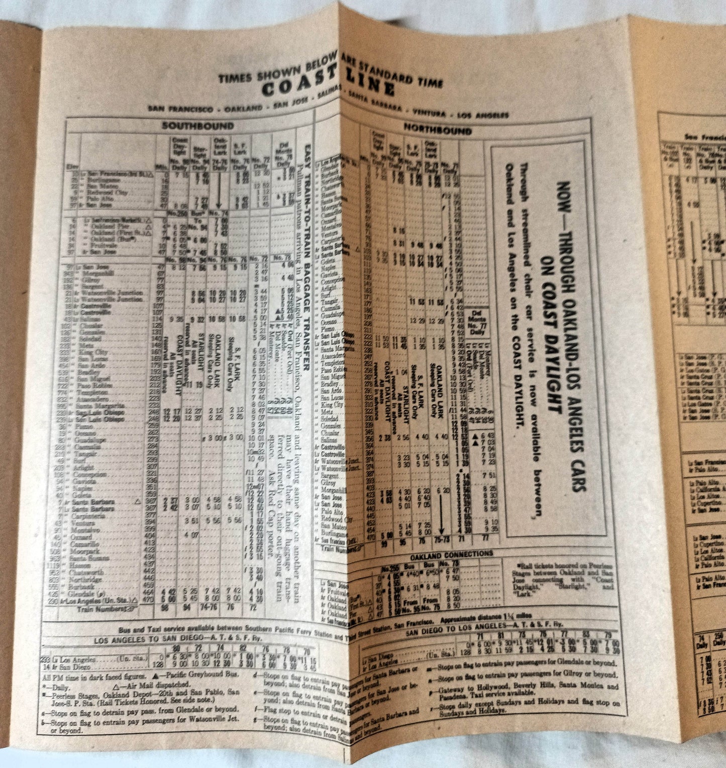 Southern Pacific Coast Line San Joaquin Valley Timetables April 1954 - TulipStuff