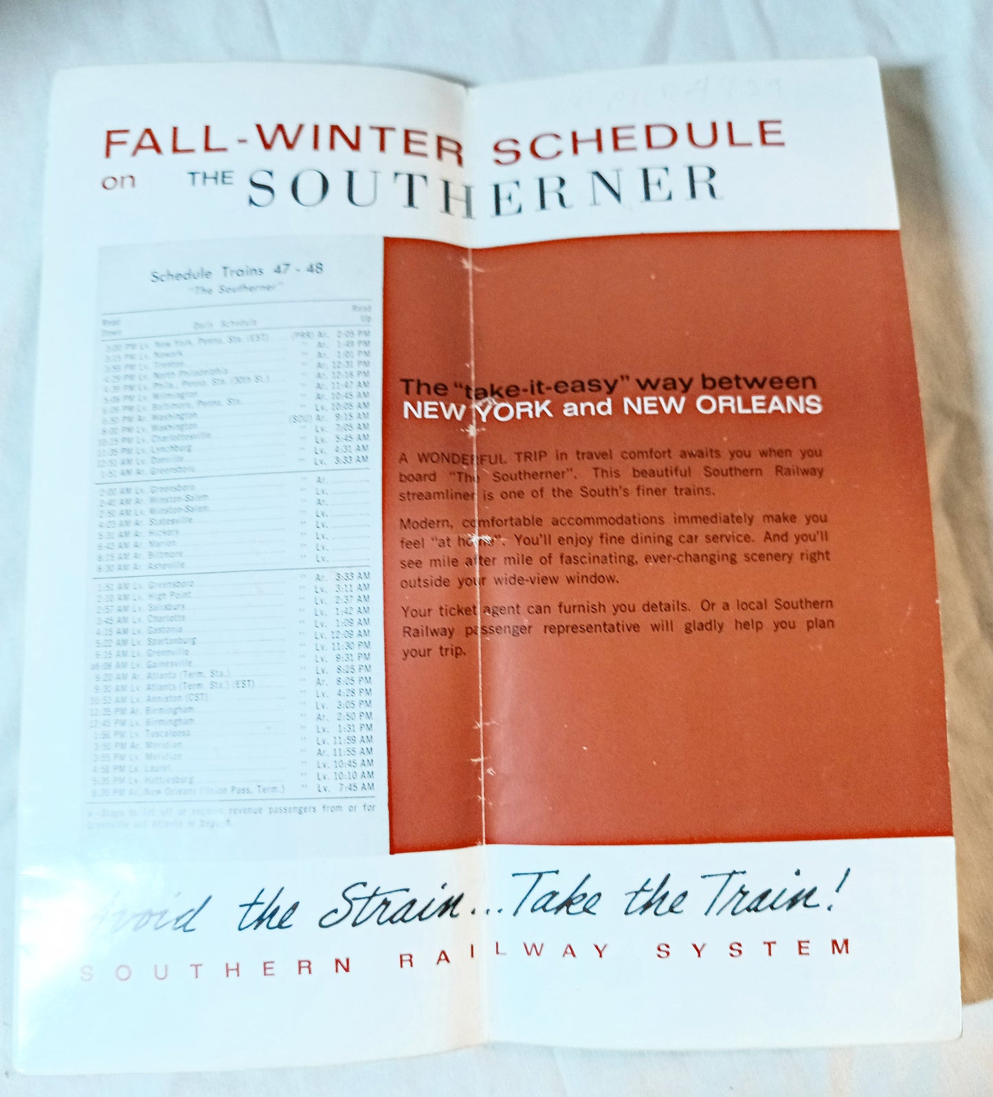 Southern Railway System Passenger Train Schedules 1965 - TulipStuff