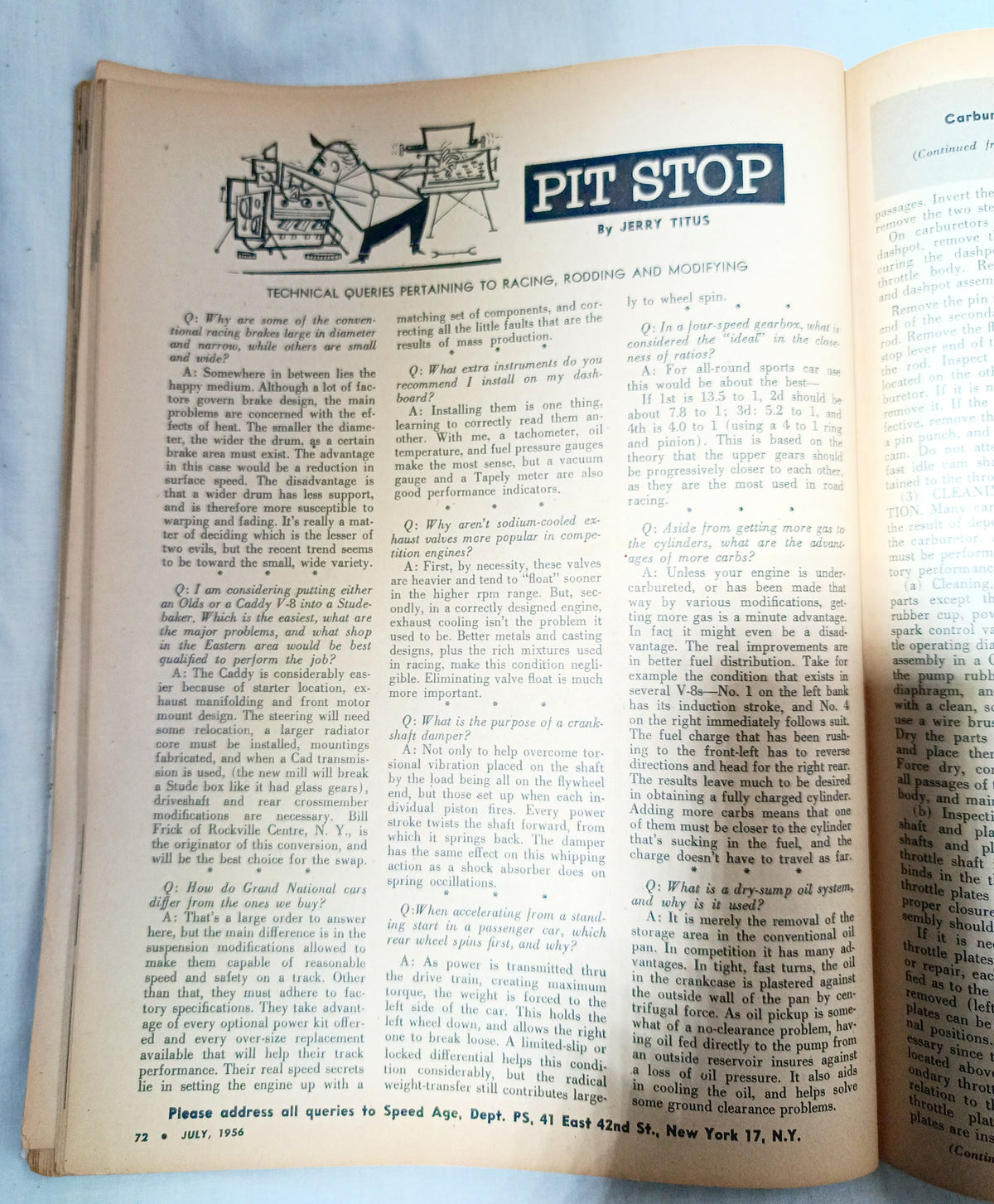 Speed Age Magazine July 1956 Sports Car Comparison Hot Rods Indy - TulipStuff