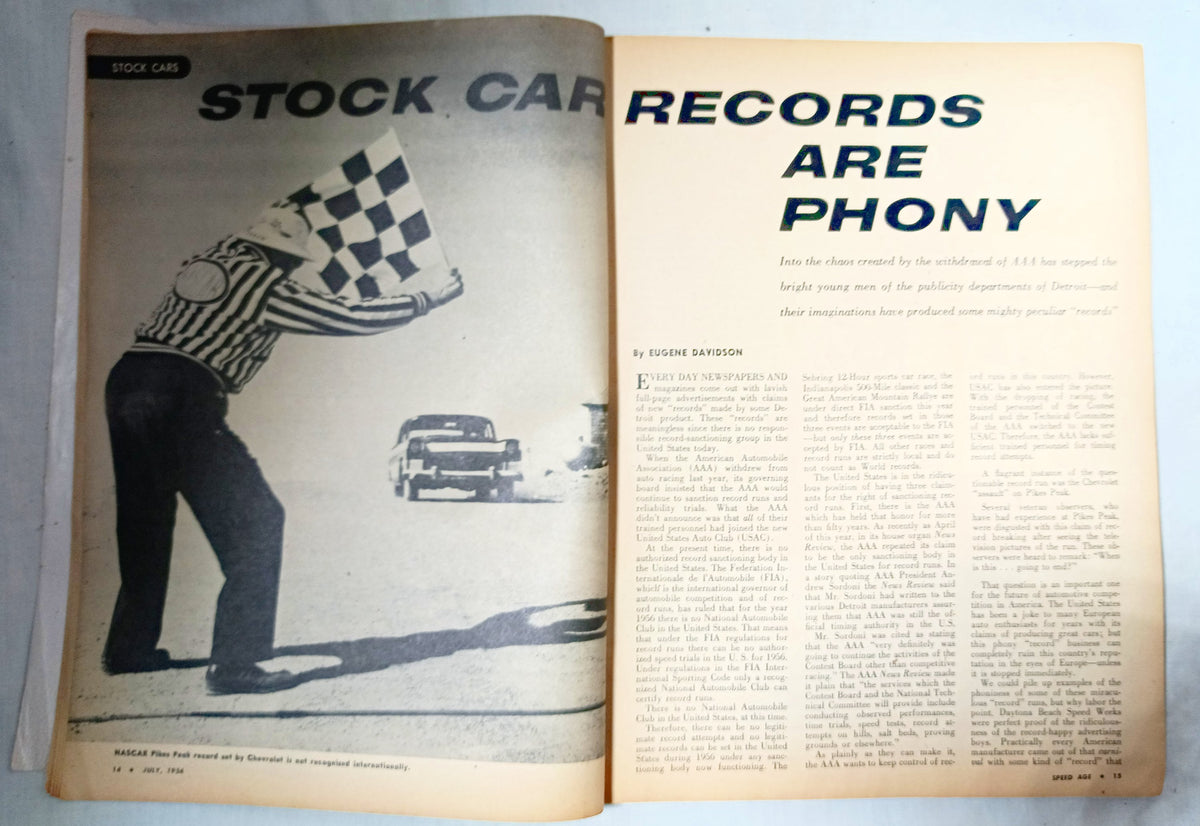 Speed Age Magazine July 1956 Sports Car Comparison Hot Rods Indy - TulipStuff
