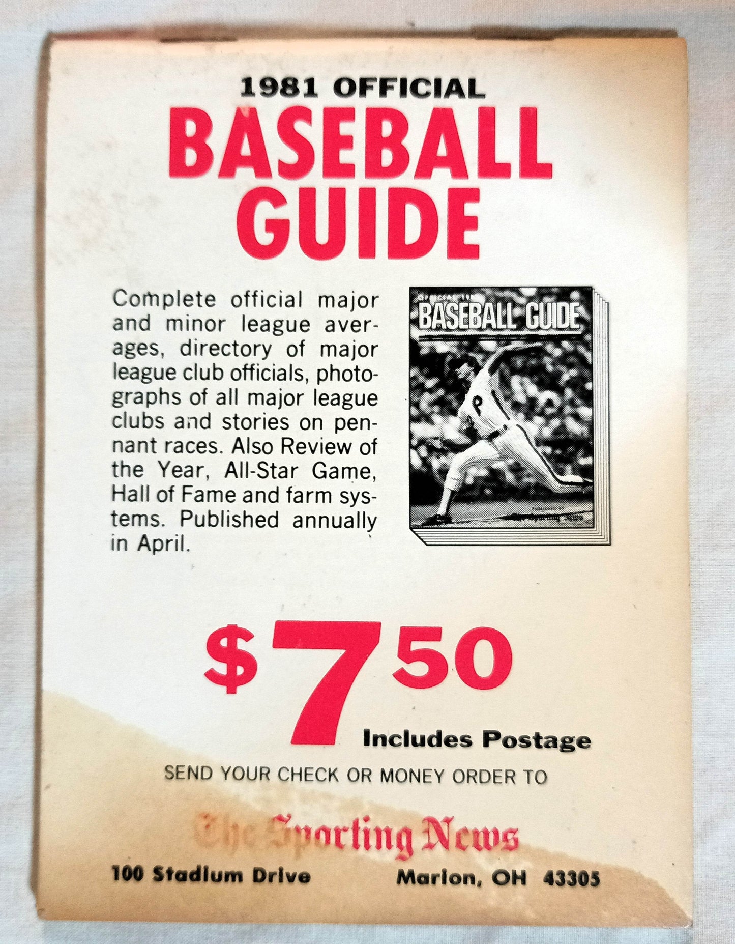 Sporting News 1981 Official AL NL Baseball Schedules And Records - TulipStuff